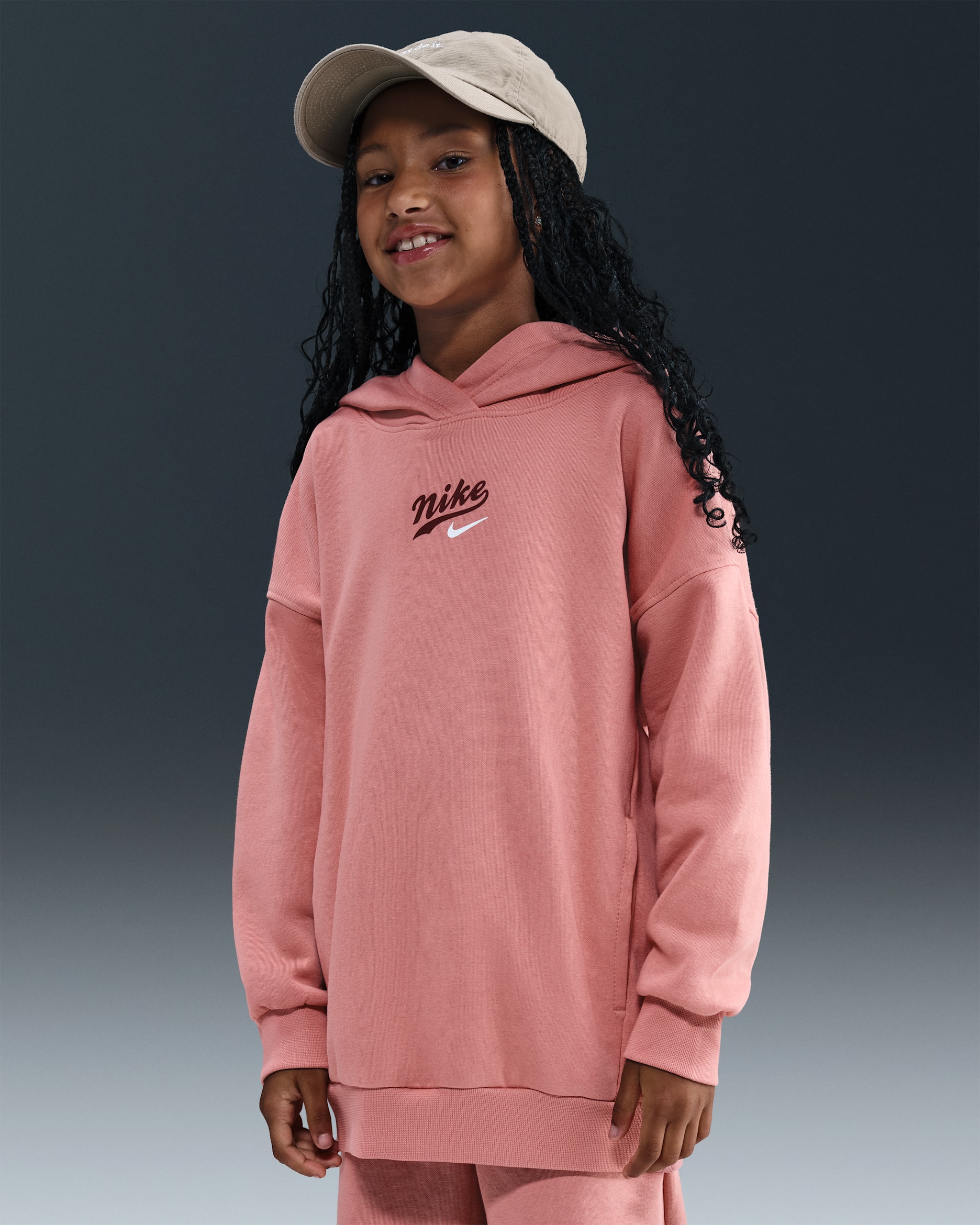 Sweat à capuche oversize Nike Sportswear Club Fleece pour ado - Red Stardust