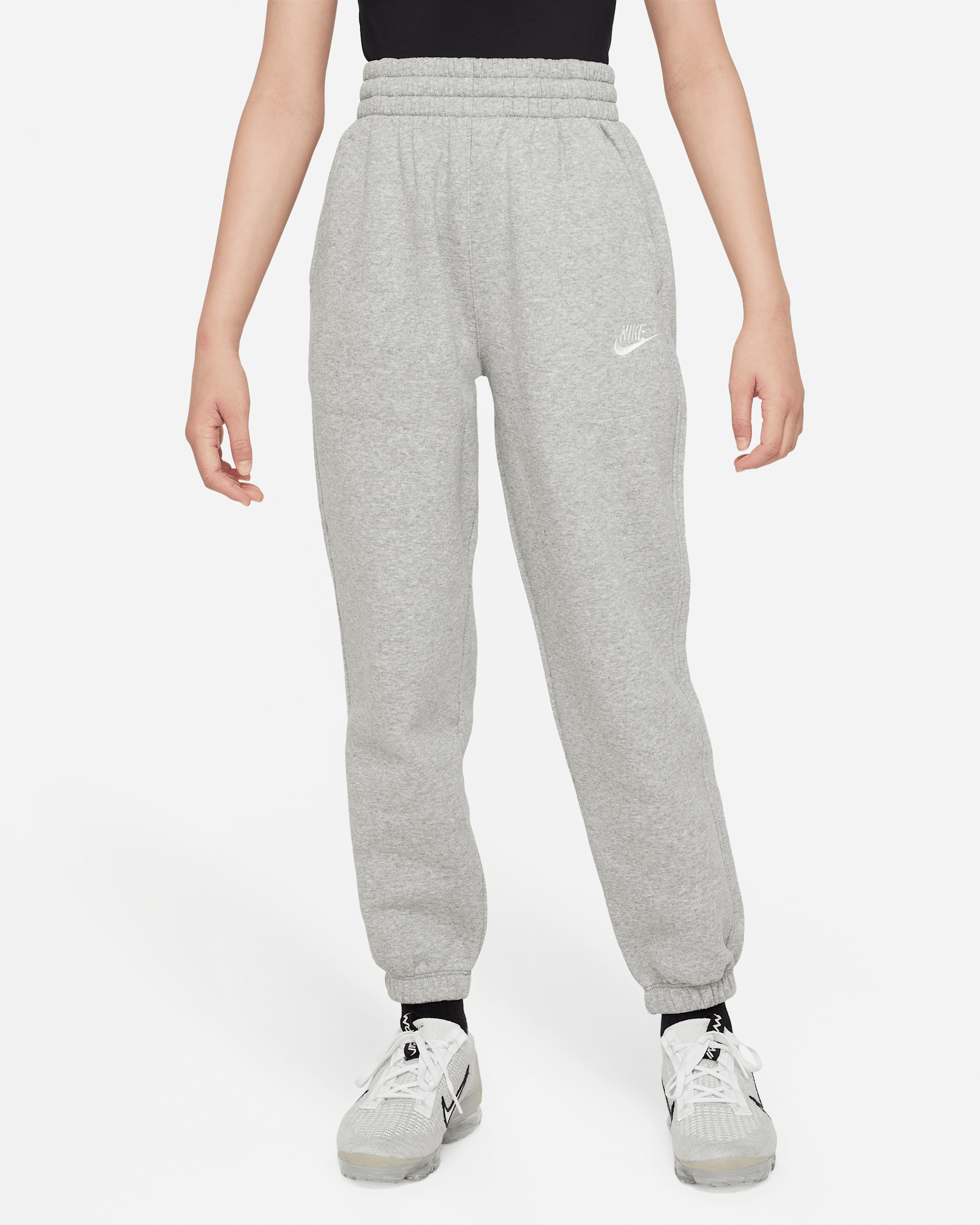 Nike Sportswear Club Fleece Big Kids' Loose Pants - Dark Grey Heather/Base Grey/White