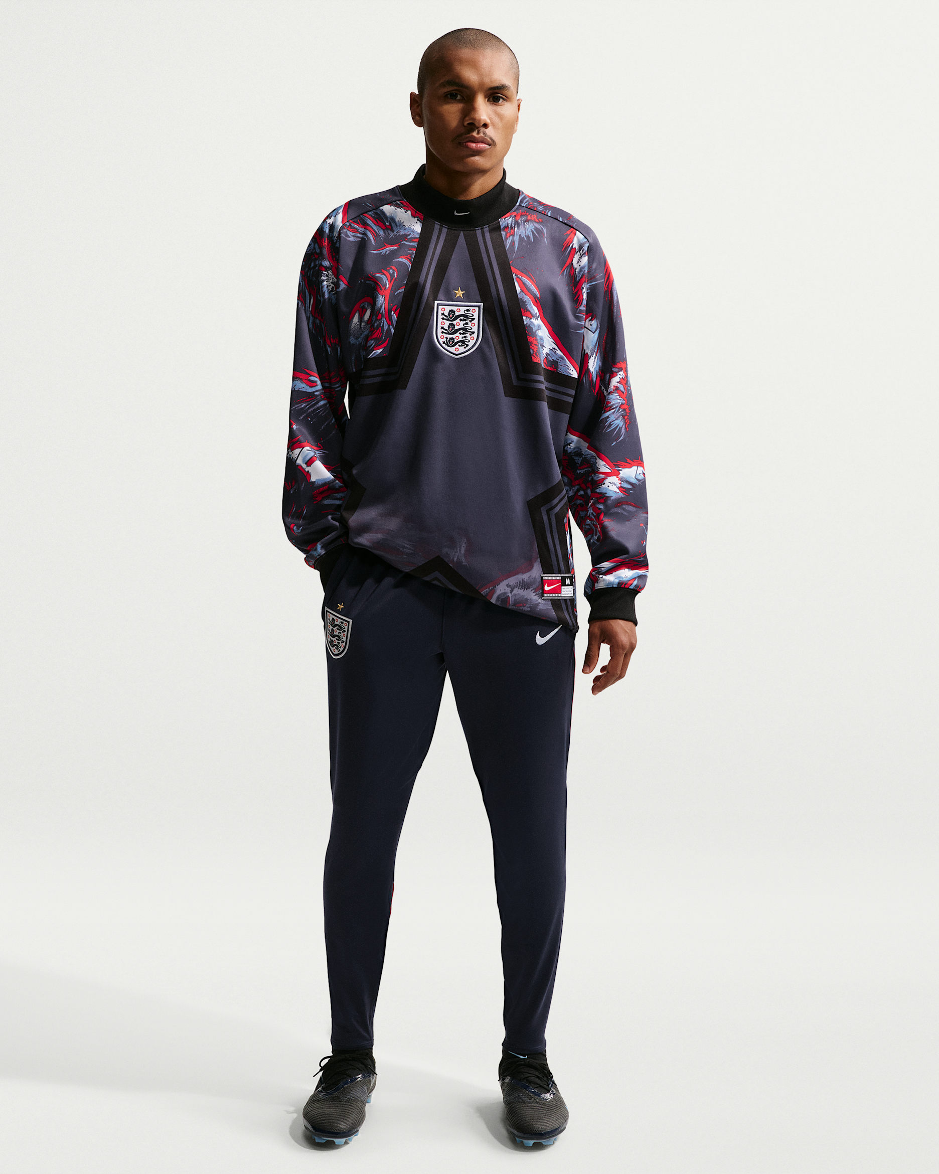 Fotbollsbyxor England Strike Nike Dri-FIT i stickat material för män - Obsidian/Work Blue/Vit