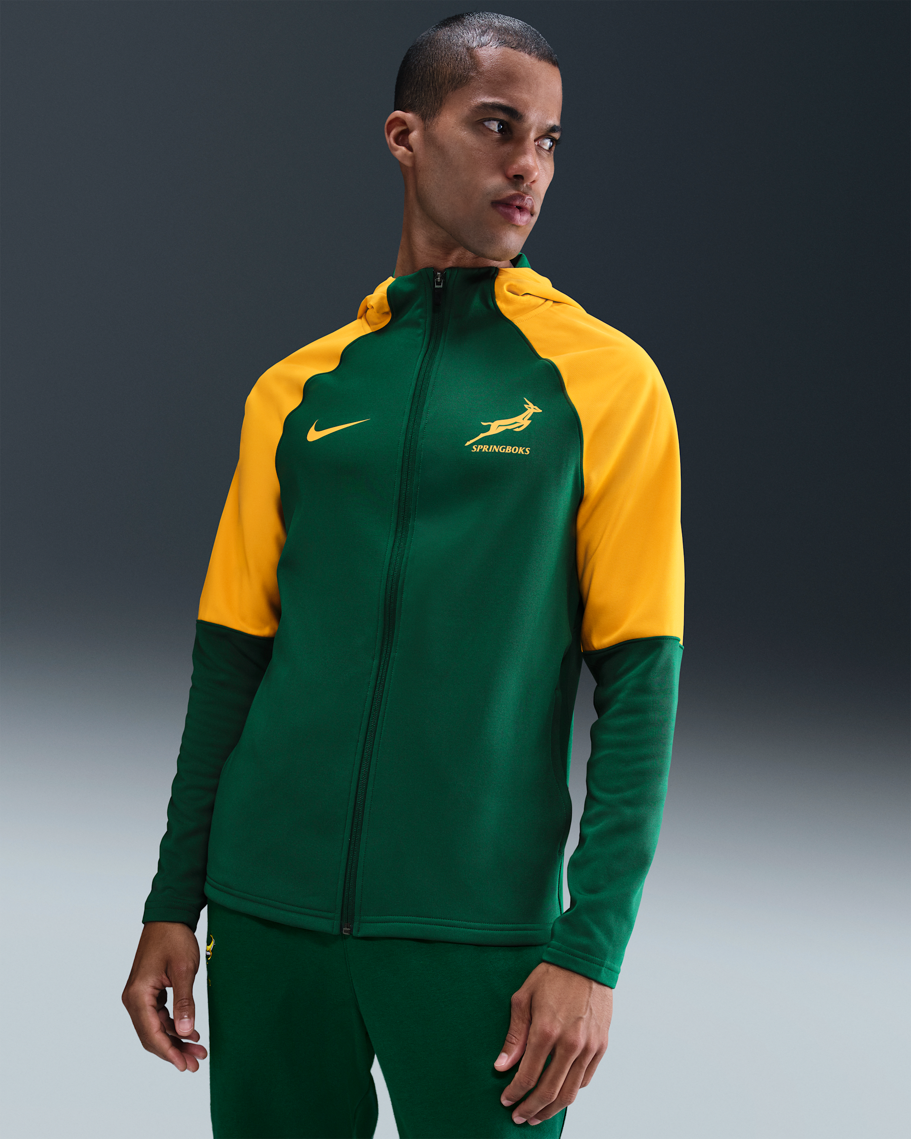 Springboks Nike Rugby Trainings-Kapuzenjacke (Herren) - Gorge Green/University Gold/University Gold