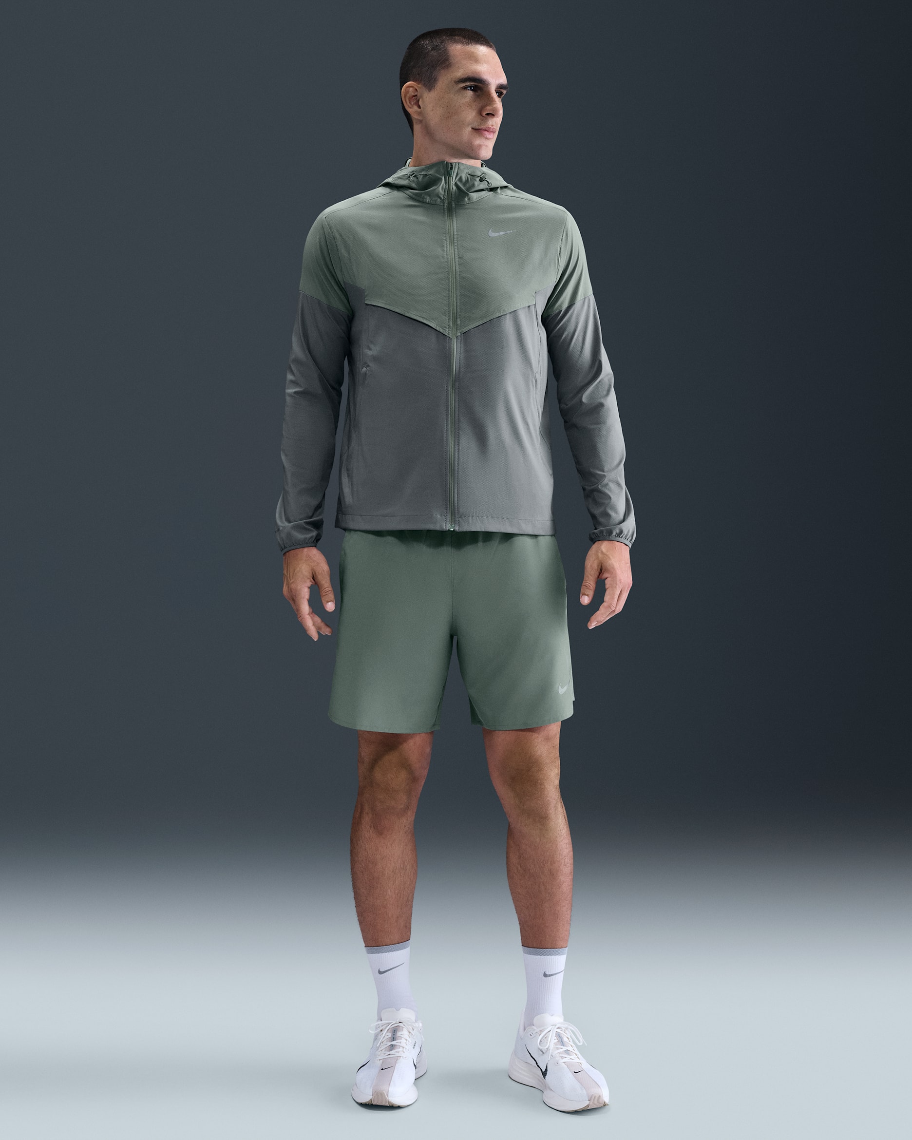 Nike Challenger Men's Dri-FIT 18cm (approx.) 2-in-1 Running Shorts - Clay Green/Clay Green/Black