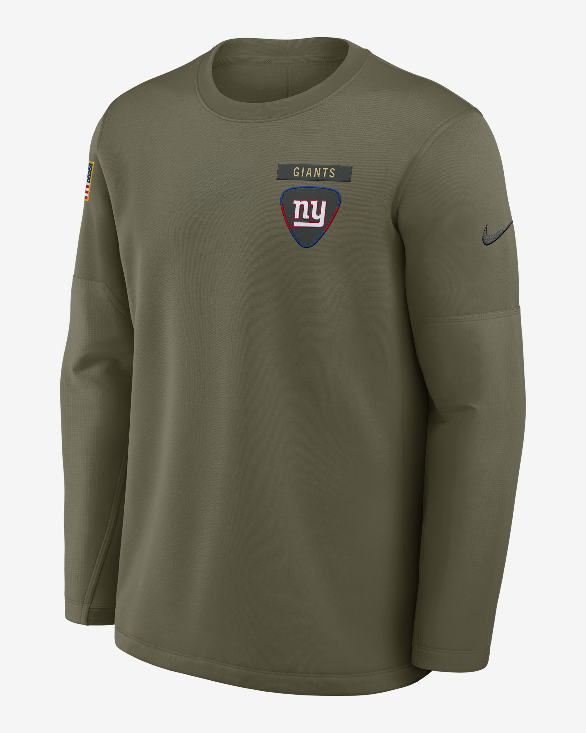 New York Giants Salute to Service Sideline Triumphant Win Coach Men's Nike NFL Pullover Crew - Medium Olive