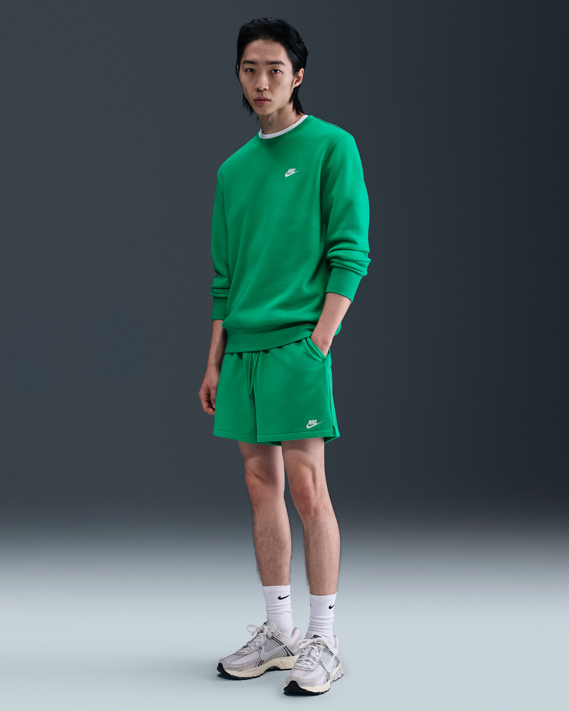 Nike Club Men's French Terry Flow Shorts - Stadium Green/Stadium Green/White