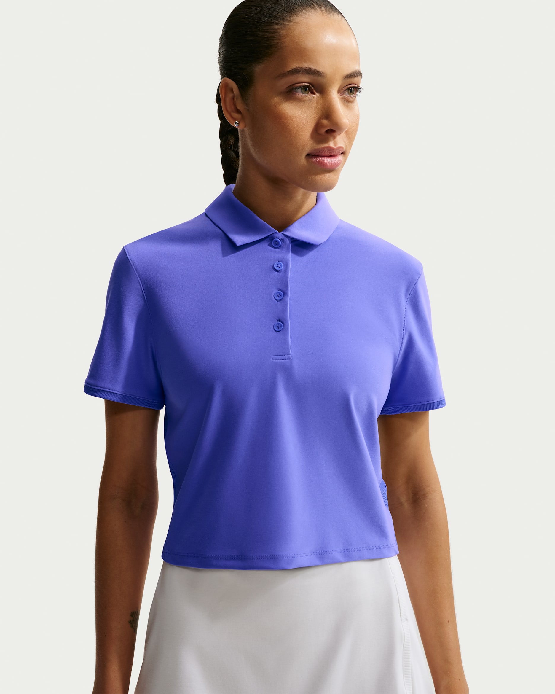Nike Victory Women's Dri-FIT Short-Sleeve Cropped Golf Polo - Sapphire/White
