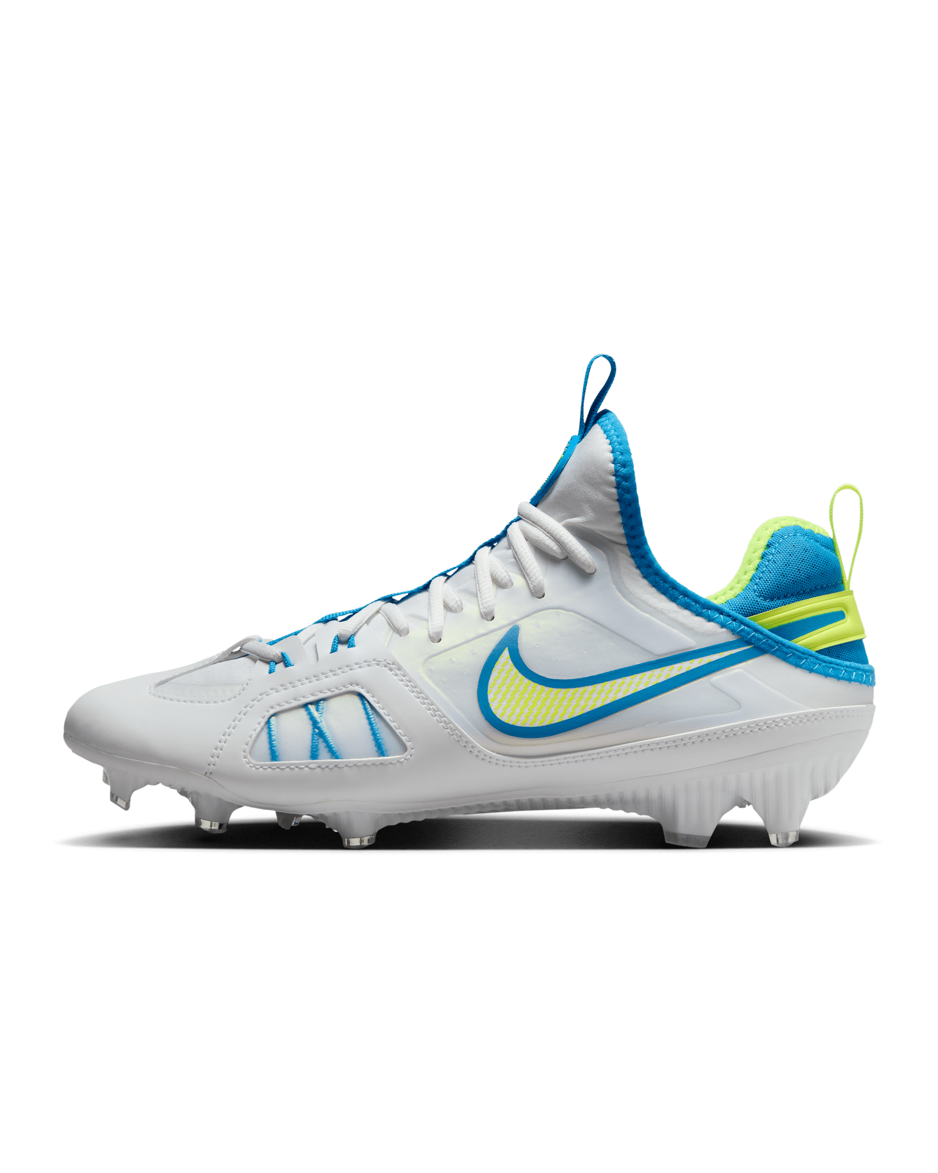 Nike Huarache 9 Varsity LAX SE Lacrosse Cleats - White/Volt/Vivid Blue