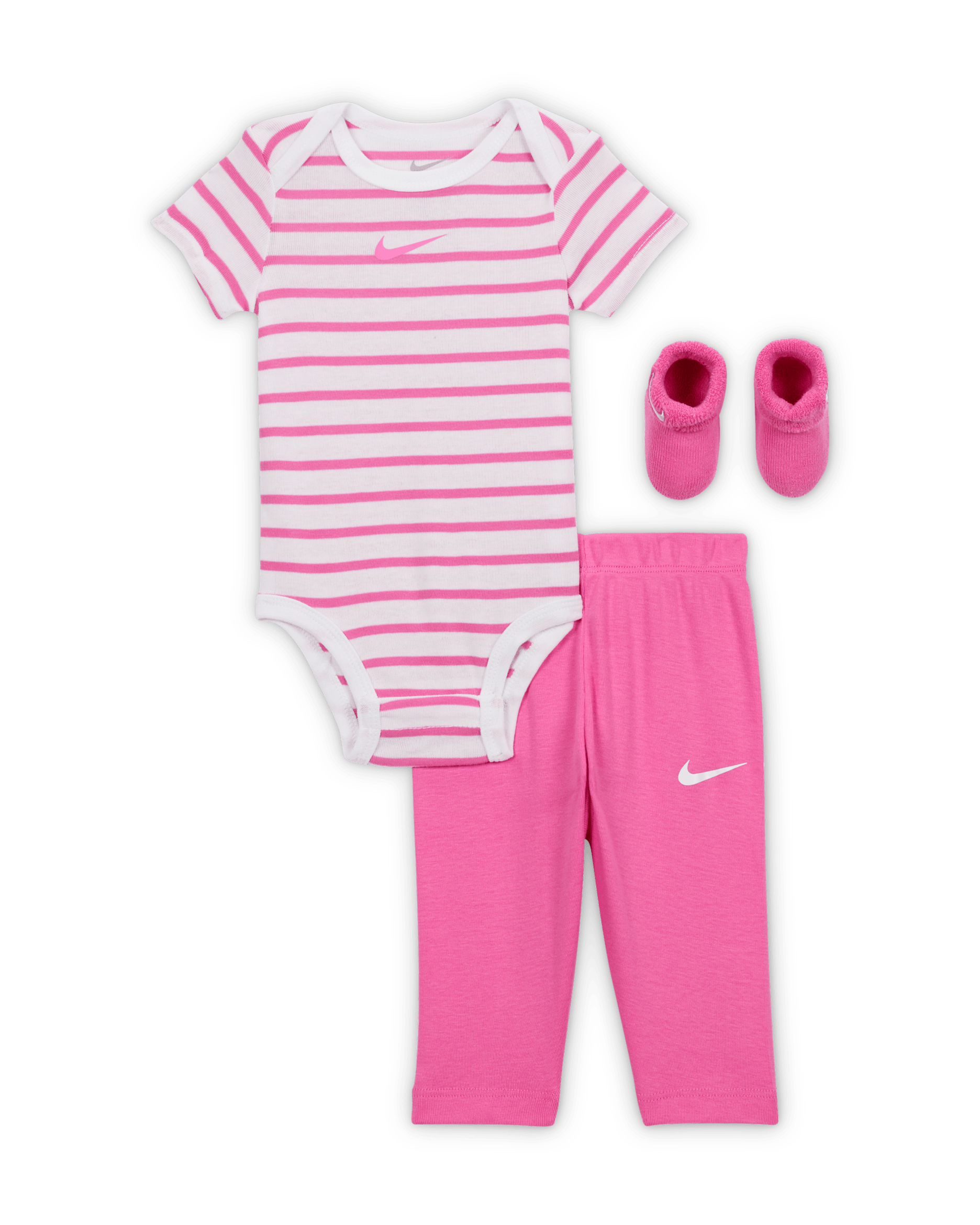 Nike Baby Bodysuit, Pants, and Terry Socks 3-Piece Set - Playful Pink
