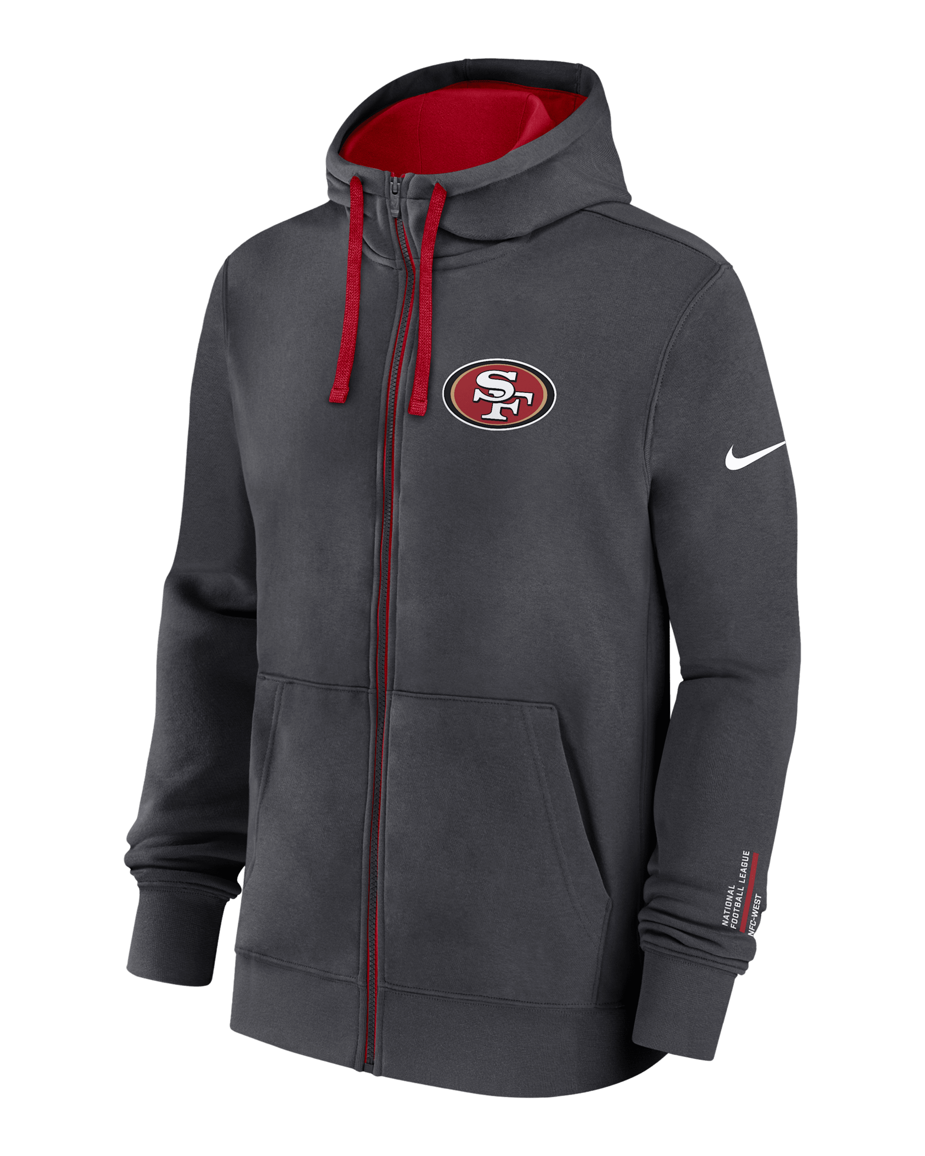 San Francisco 49ers Playbook Page Club Men's Nike NFL Full-Zip Hoodie - Anthracite