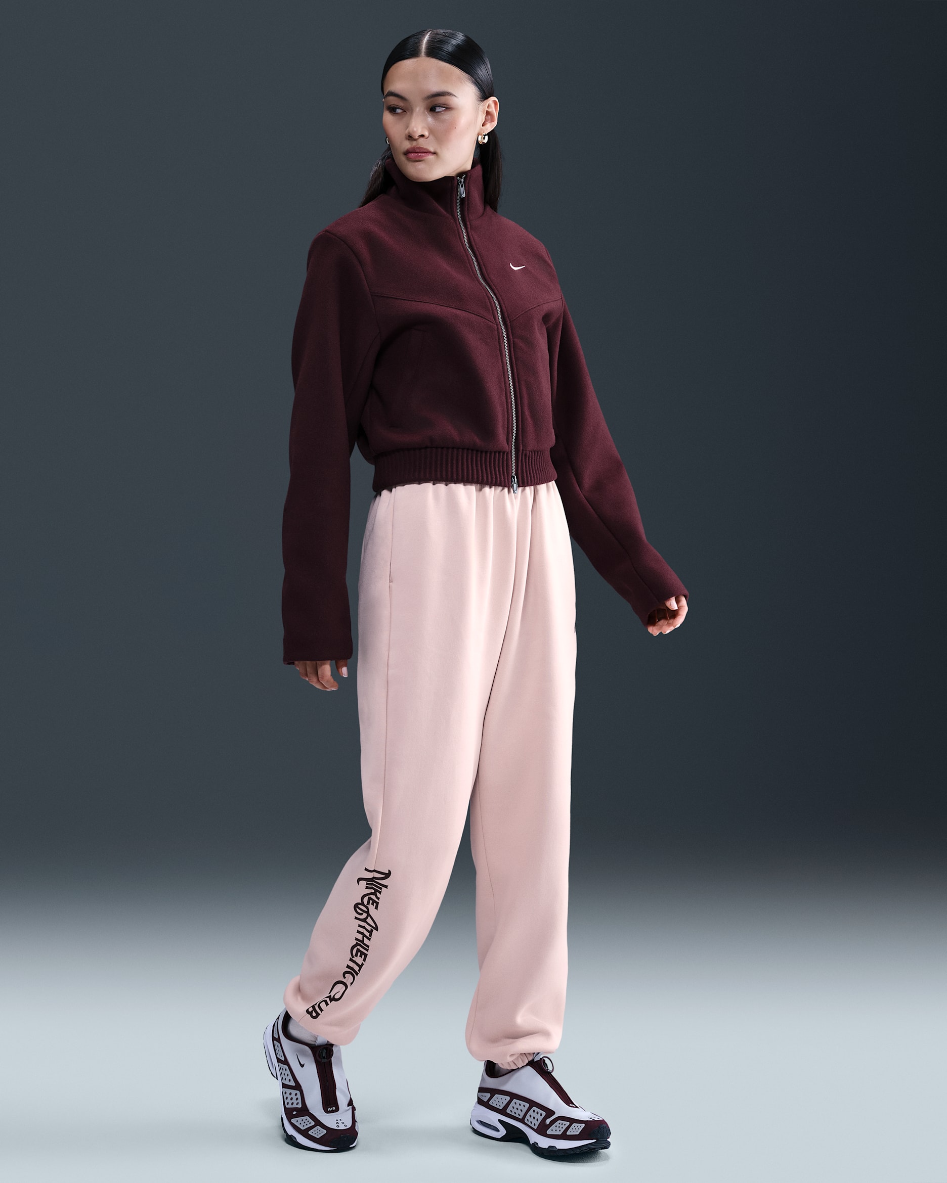 Nike Sportswear Phoenix Fleece Women's High-Waisted Oversized Pants - Silt Red/Burgundy Crush