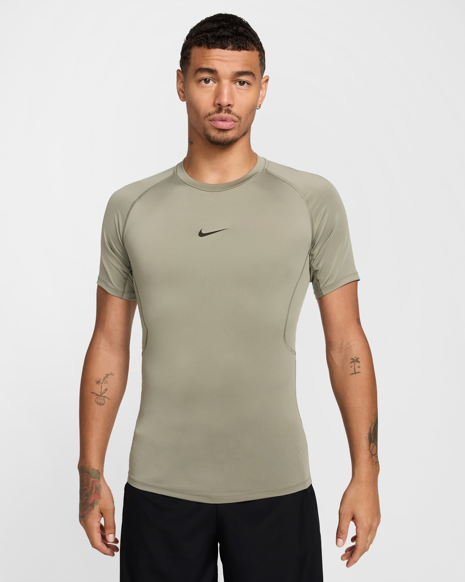 Nike Pro Men's Dri-FIT Tight Short-Sleeve Fitness Top - Light Army/Black
