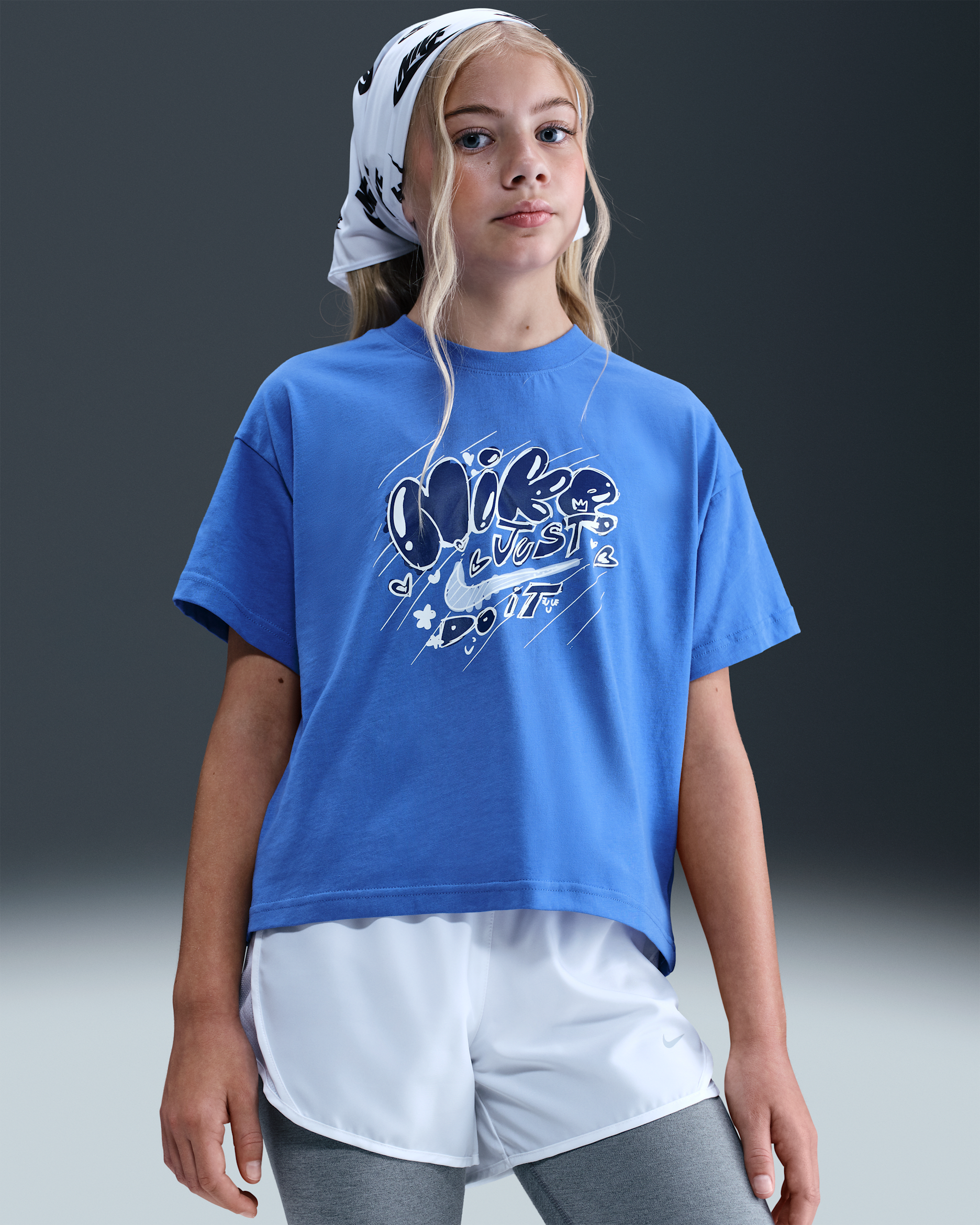 나이키 스포츠웨어 주니어(여아) 티셔츠 - 코밋 블루