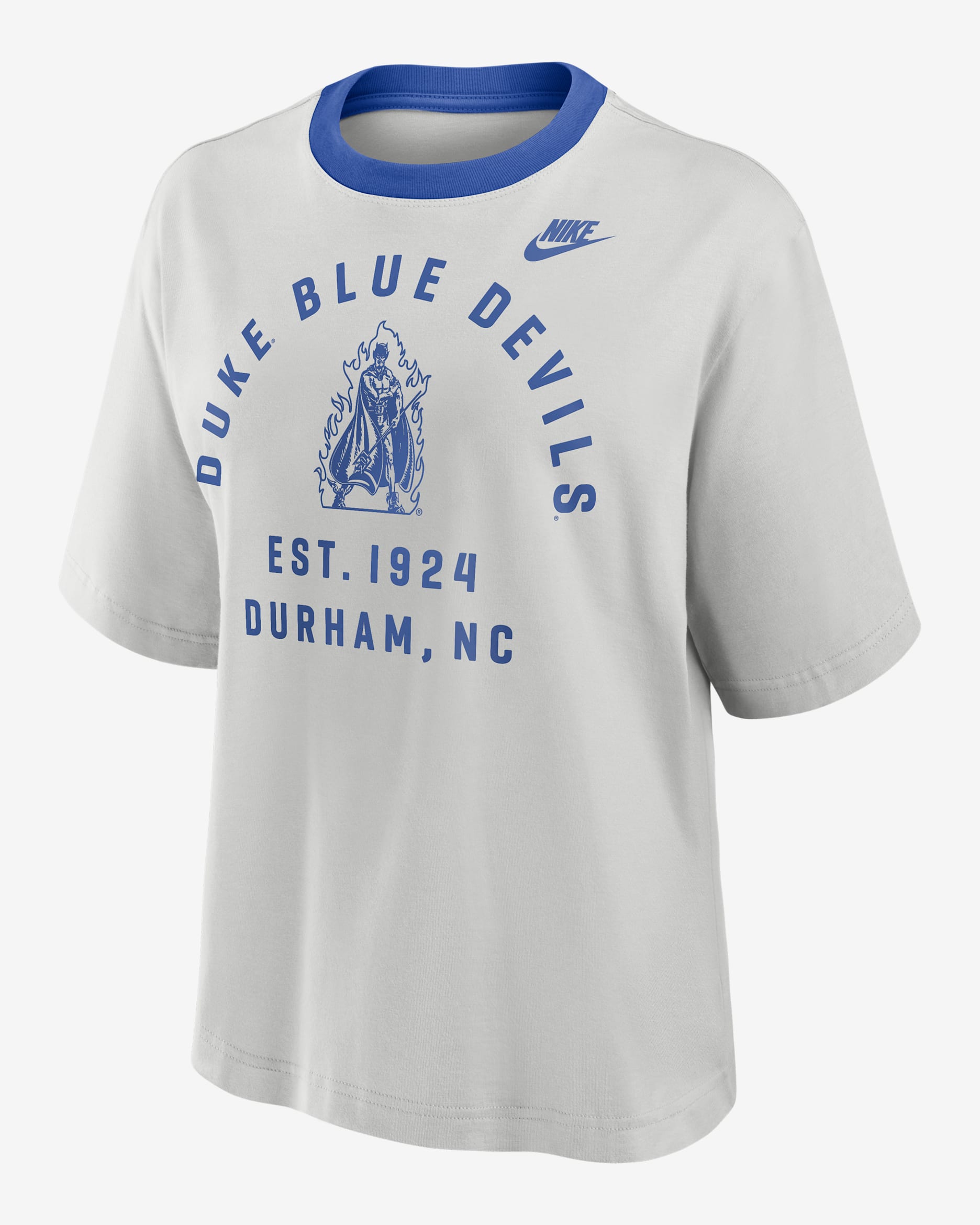 Duke Legacy Arch Script Boxy Women's Nike College T-Shirt - Photon Dust