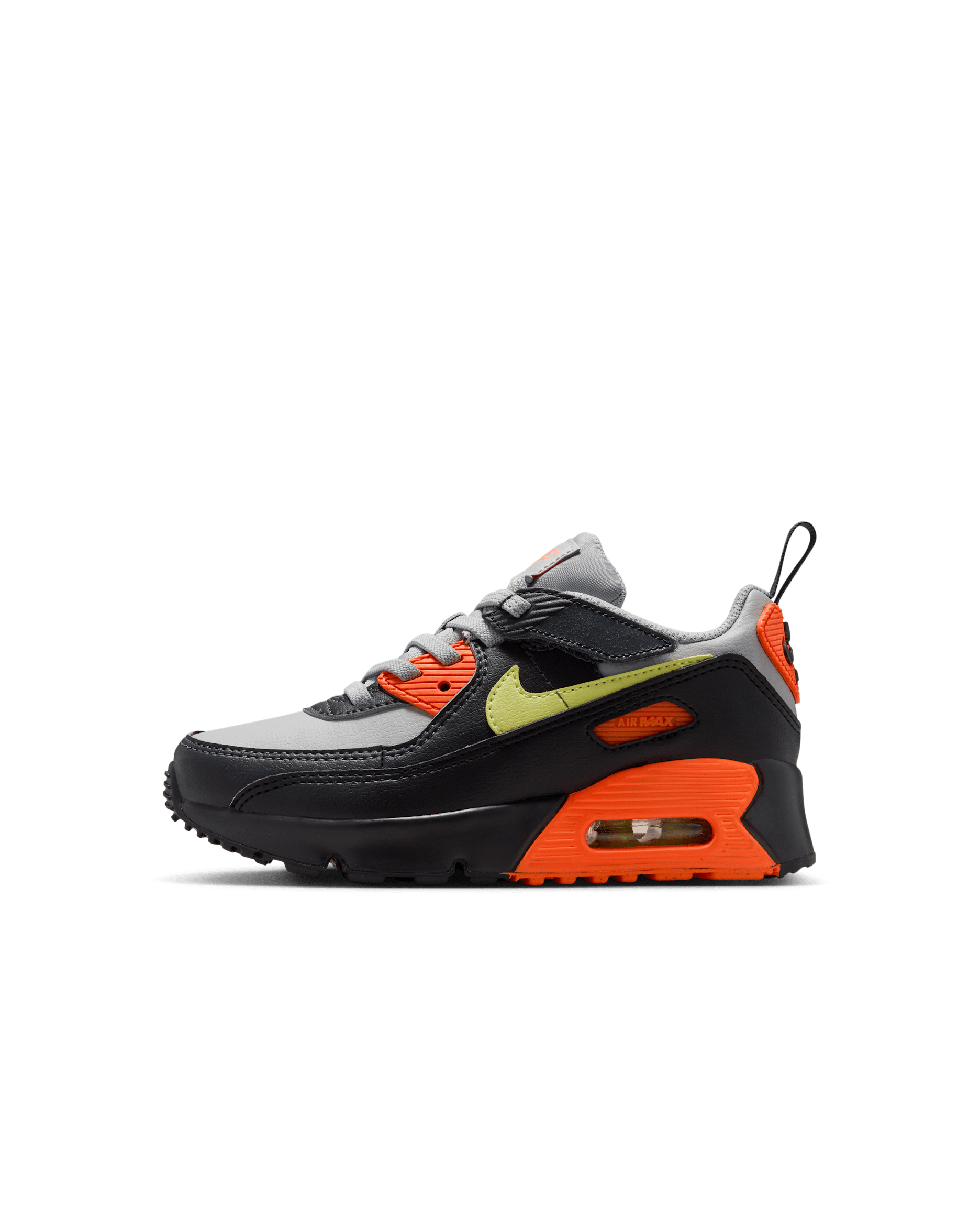 Tenis para niños de preescolar Nike Air Max 90 EasyOn - Gris humo claro/Hipercarmesí/Negro/Luz de calcio