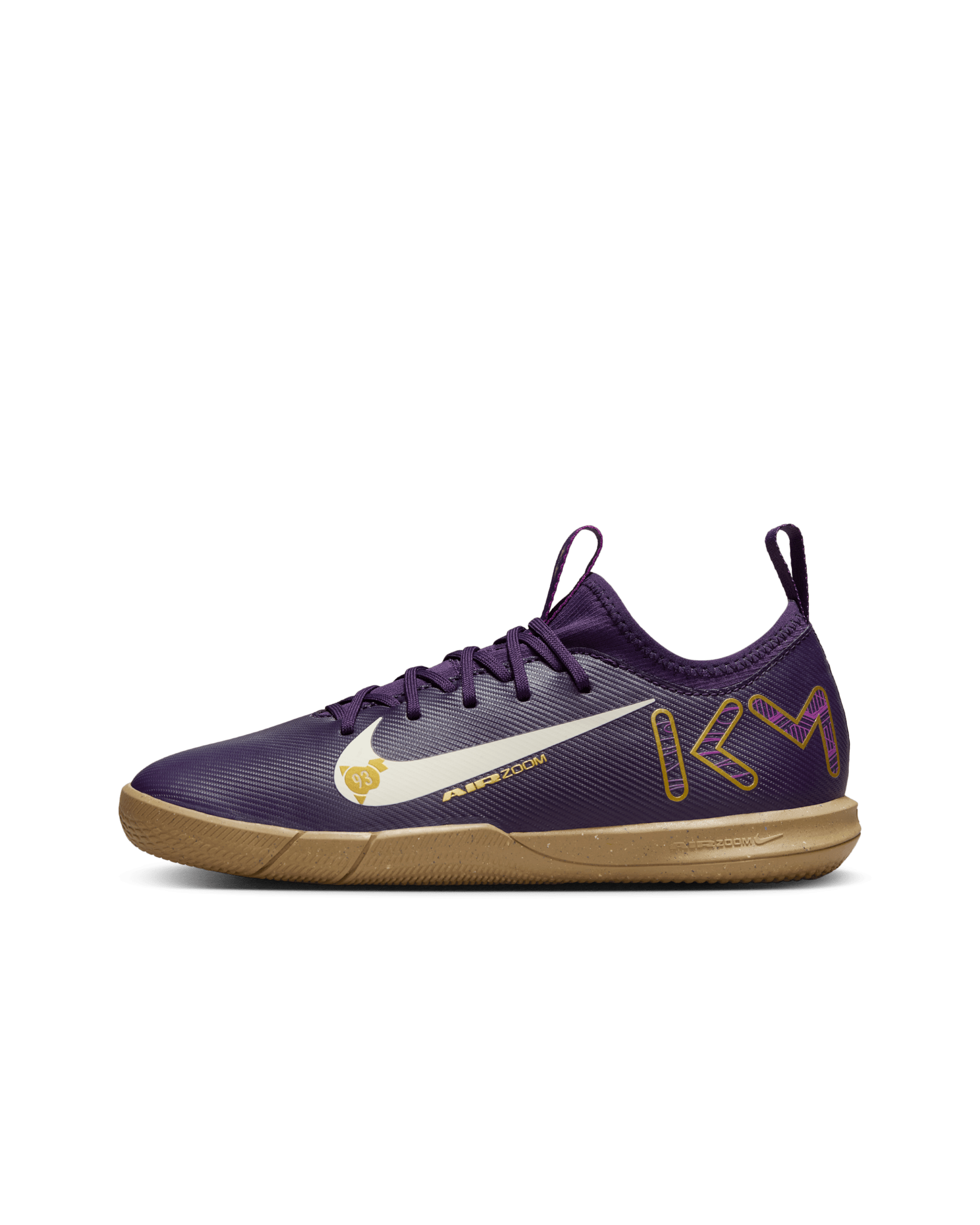 Nike Jr. Mercurial Vapor 16 Academy "Kylian Mbappé" Big Kids' Indoor/Court Low-Top Soccer Shoes - Grand Purple/Pale Ivory