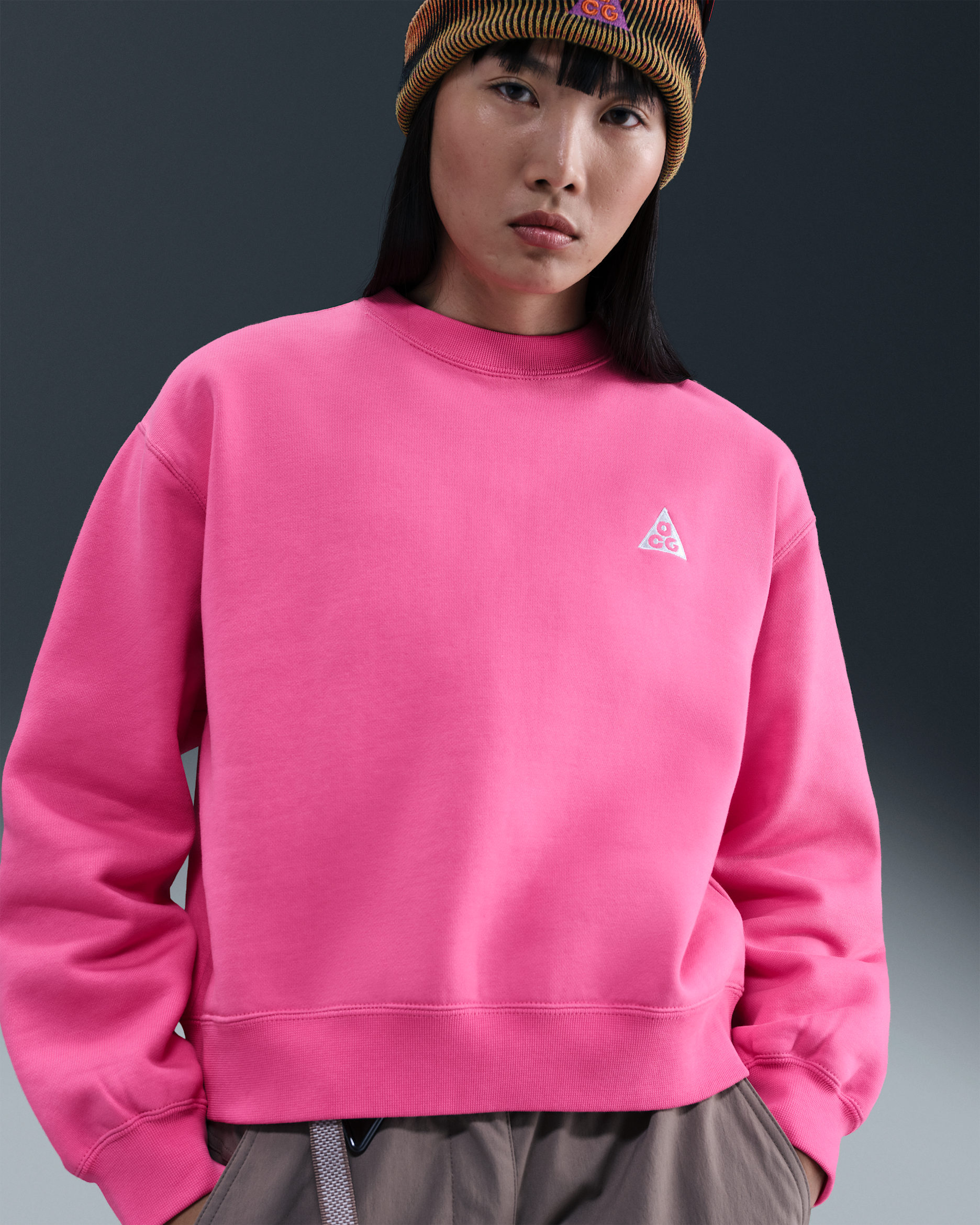 Nike ACG "Tuff Fleece" Women's Therma-FIT Crew-Neck Sweatshirt - Pinksicle/Summit White