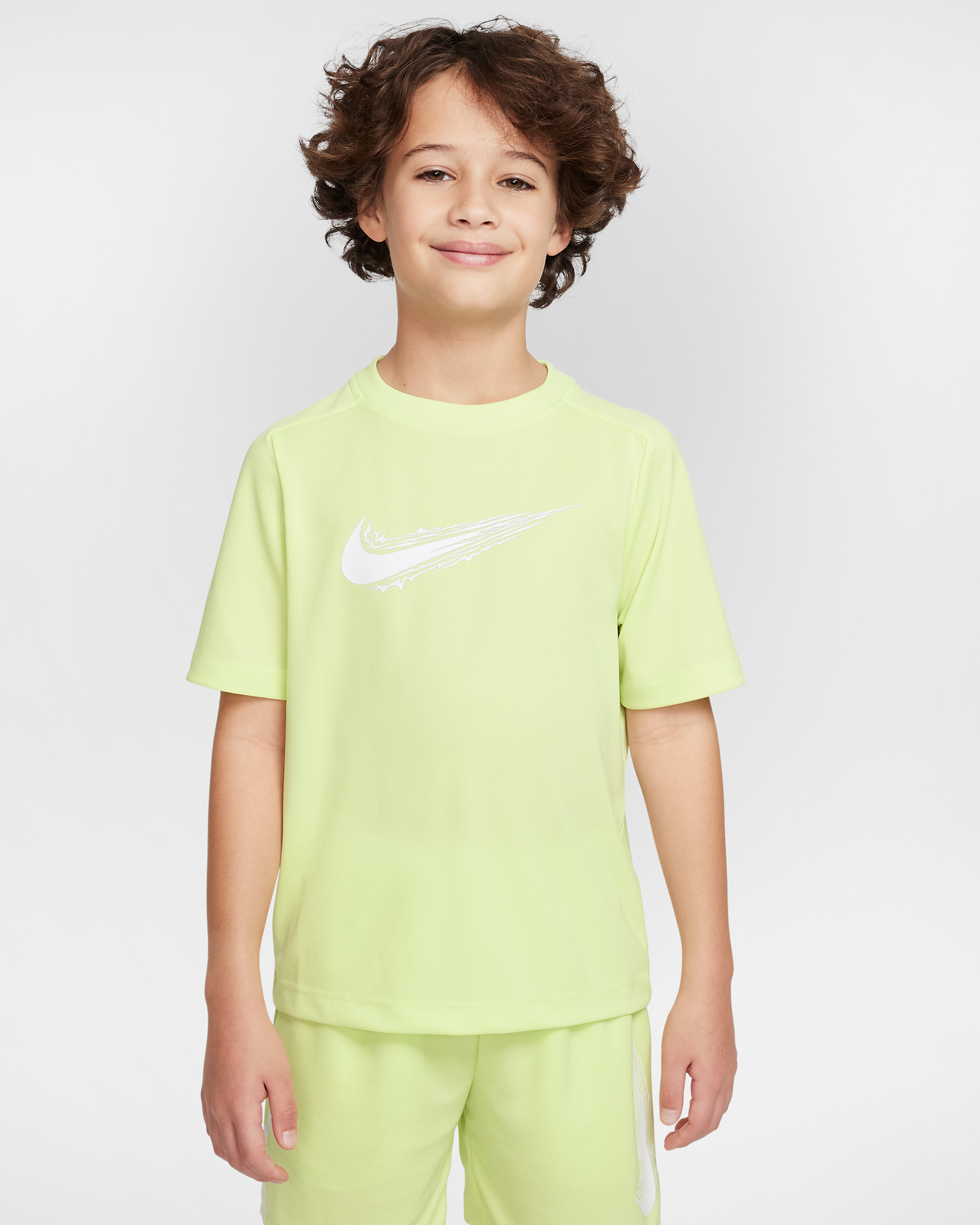 Maglia a manica corta Dri-FIT Nike Multi – Ragazzo - Light Lemon Twist/Bianco