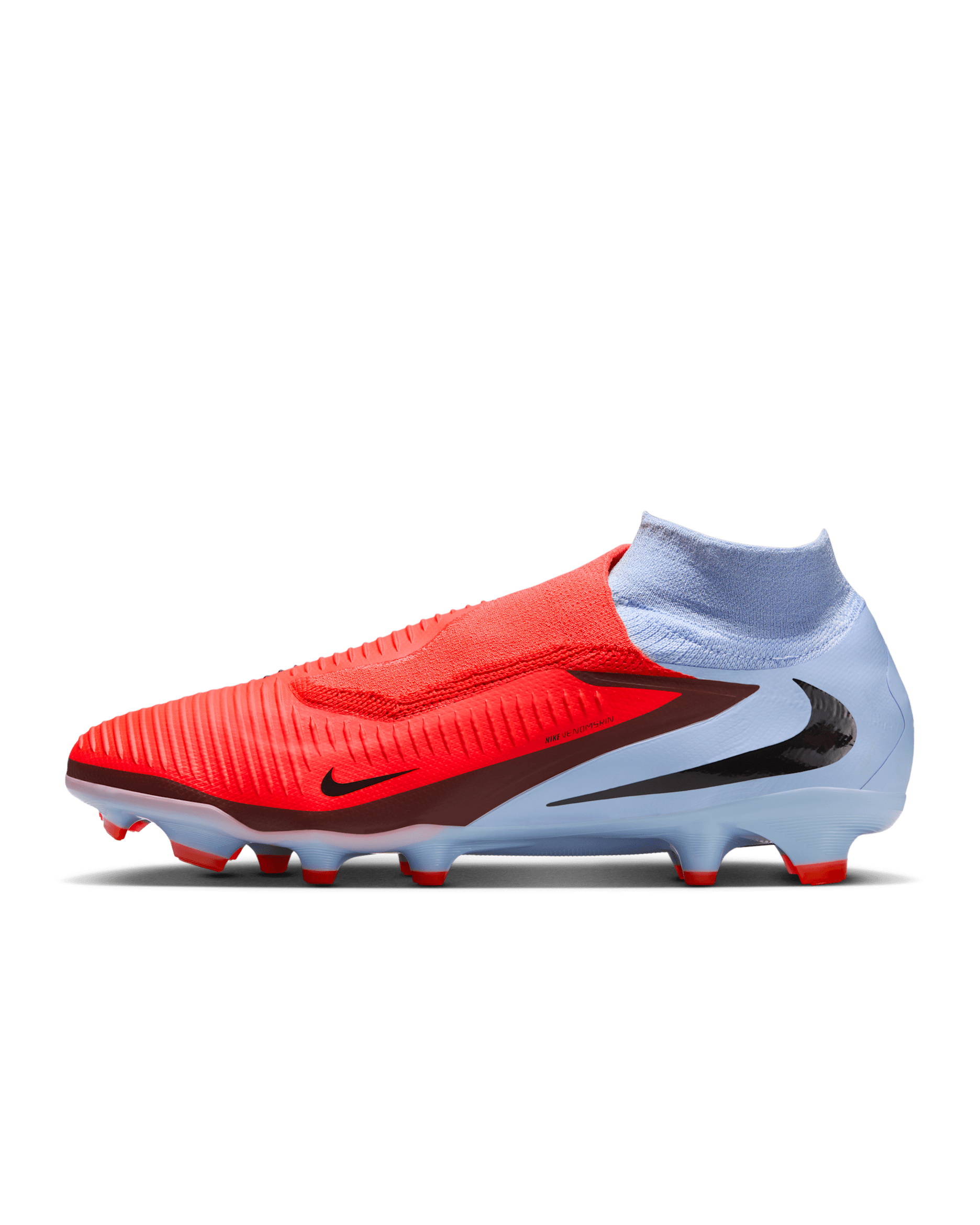 Nike Phantom 6 High Pro fotballsko til gress - Royal Tint/Bright Crimson