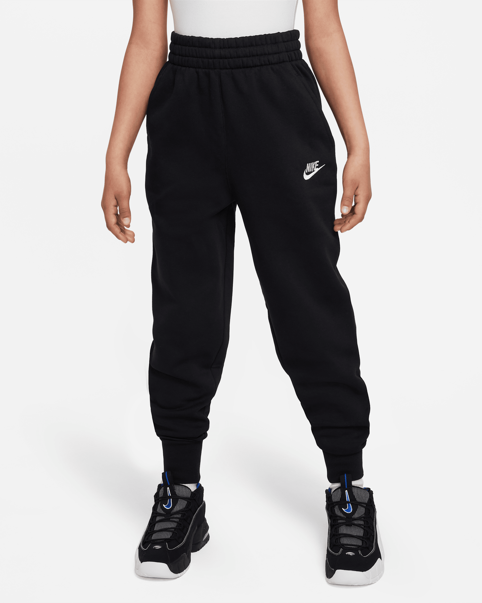 Nike Sportswear Club Fleece Older Kids' (Girls') High-Waisted Fitted Trousers - Black/Black/White
