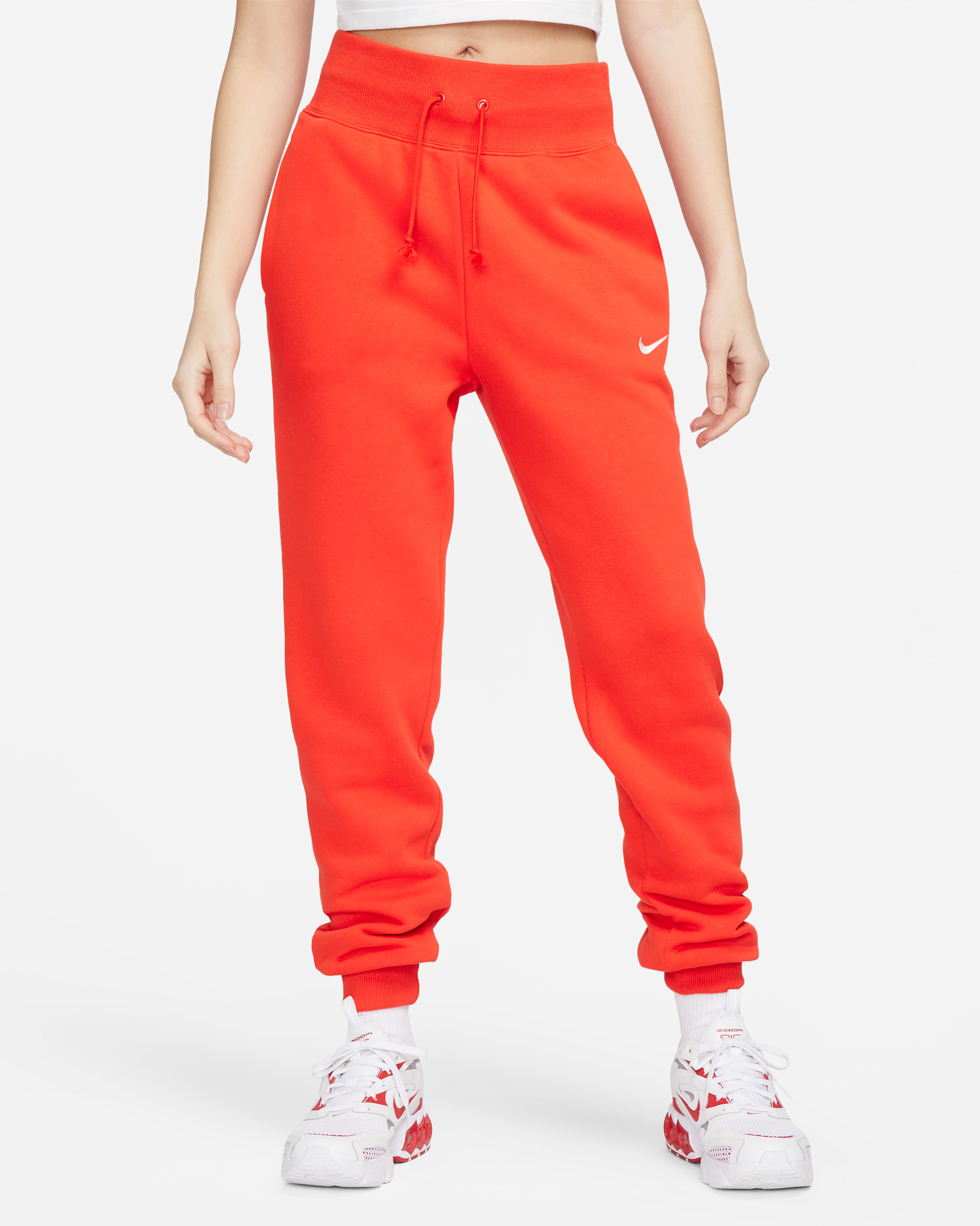 Joggers de tiro alto para mujer Nike Sportswear Phoenix Fleece - Rojo picante/Vela