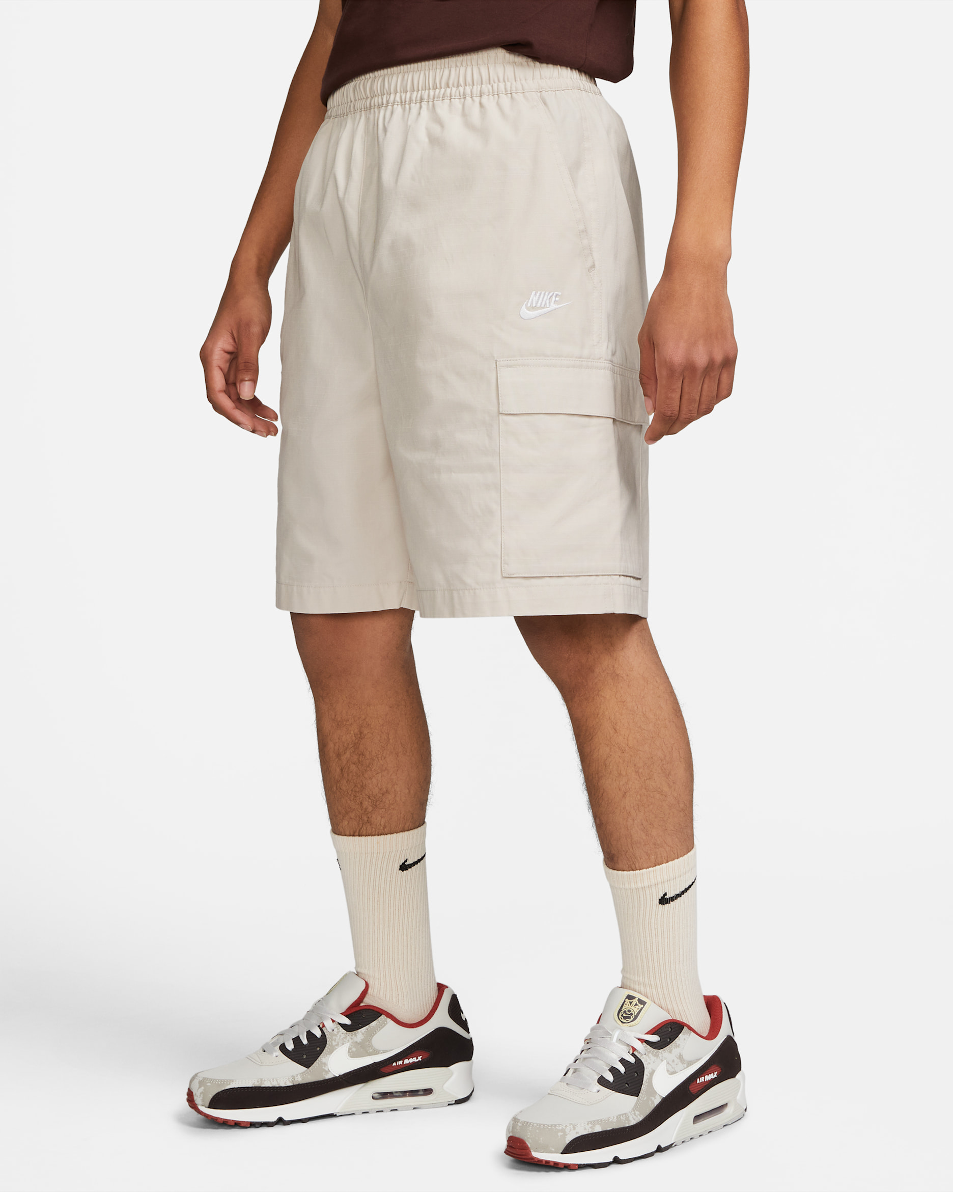 Shorts cargo de tejido Woven para hombre Nike Club - Marrón verdoso claro/Blanco