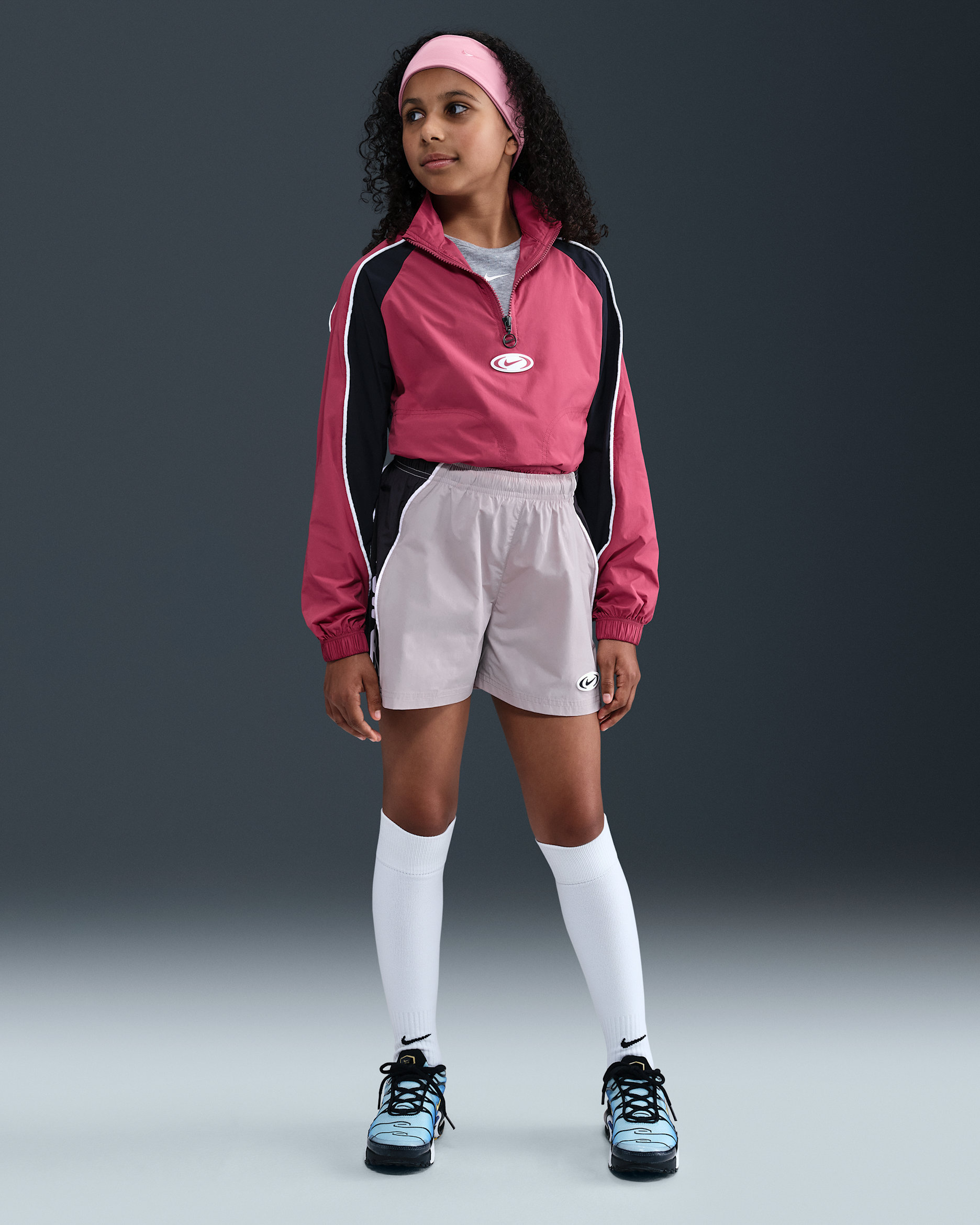 Nike Sportswear geweven meisjesshorts - Platinum Violet/Zwart/Wit/Wit
