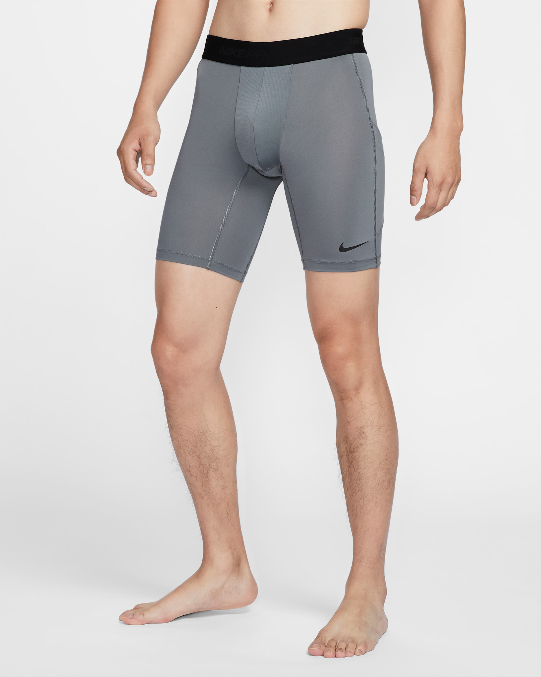 Nike Pro Men's Dri-FIT Fitness Long Shorts - Smoke Grey/Black
