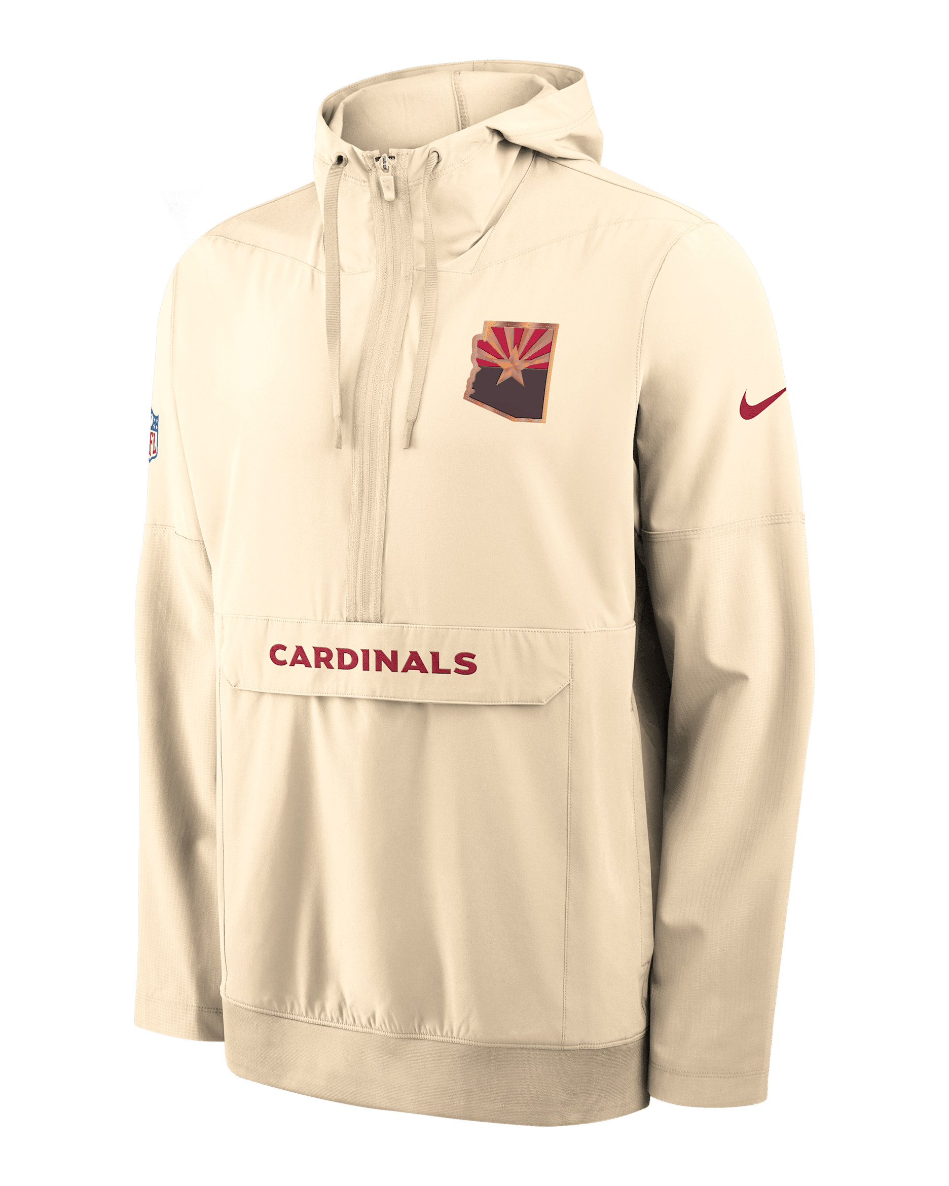Arizona Cardinals Rivalries Collection Sideline Anorak Men's Nike NFL 1/2-Zip Hooded Jacket - Natural