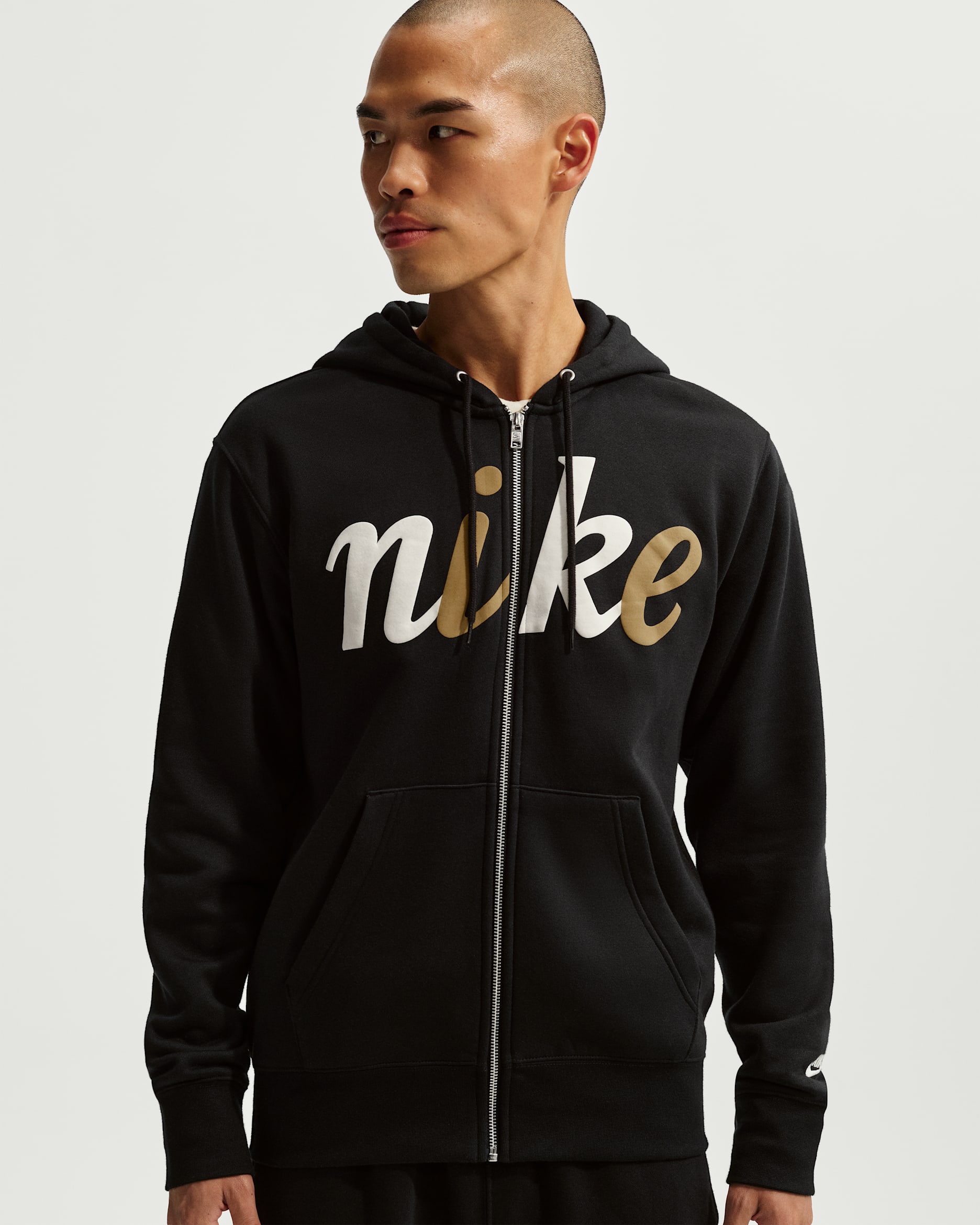 나이키 스포츠웨어 클럽 남성 플리스 풀집 후디 - 블랙/블랙/세일