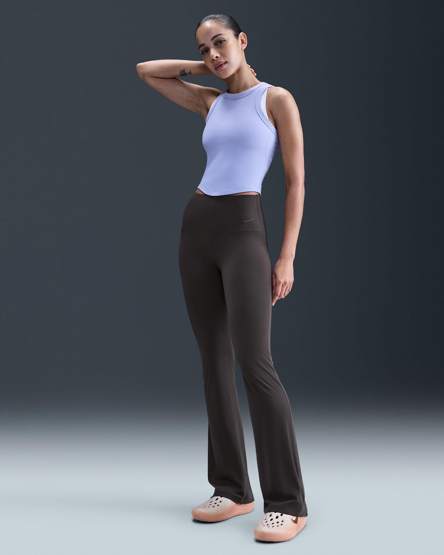 Nike Zenvy Women's High-Waisted Flared Leggings - Thunder Grey/Black