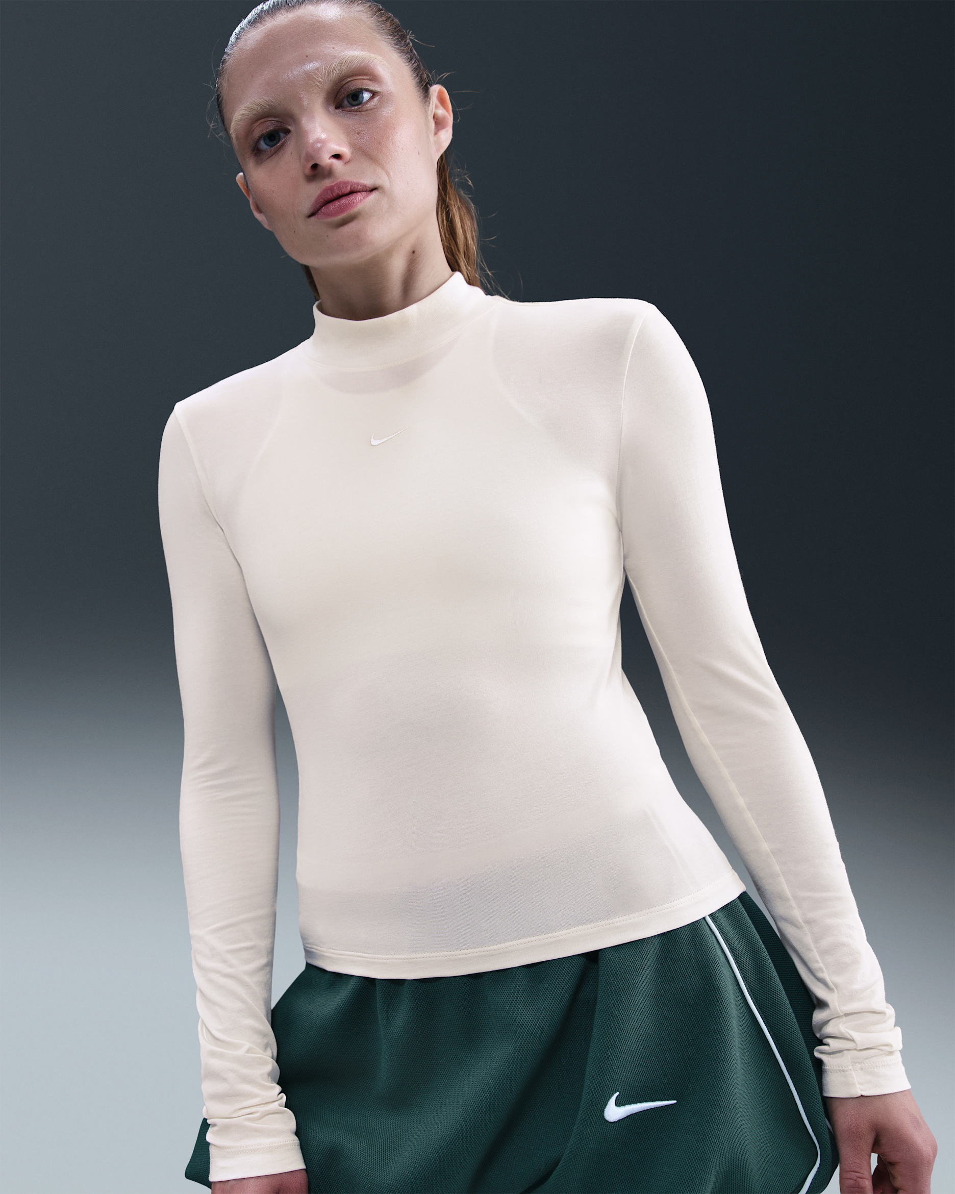 Nike Sportswear Chill Knit Women's Slim Long-Sleeve Mock-Neck T-Shirt - Pale Ivory