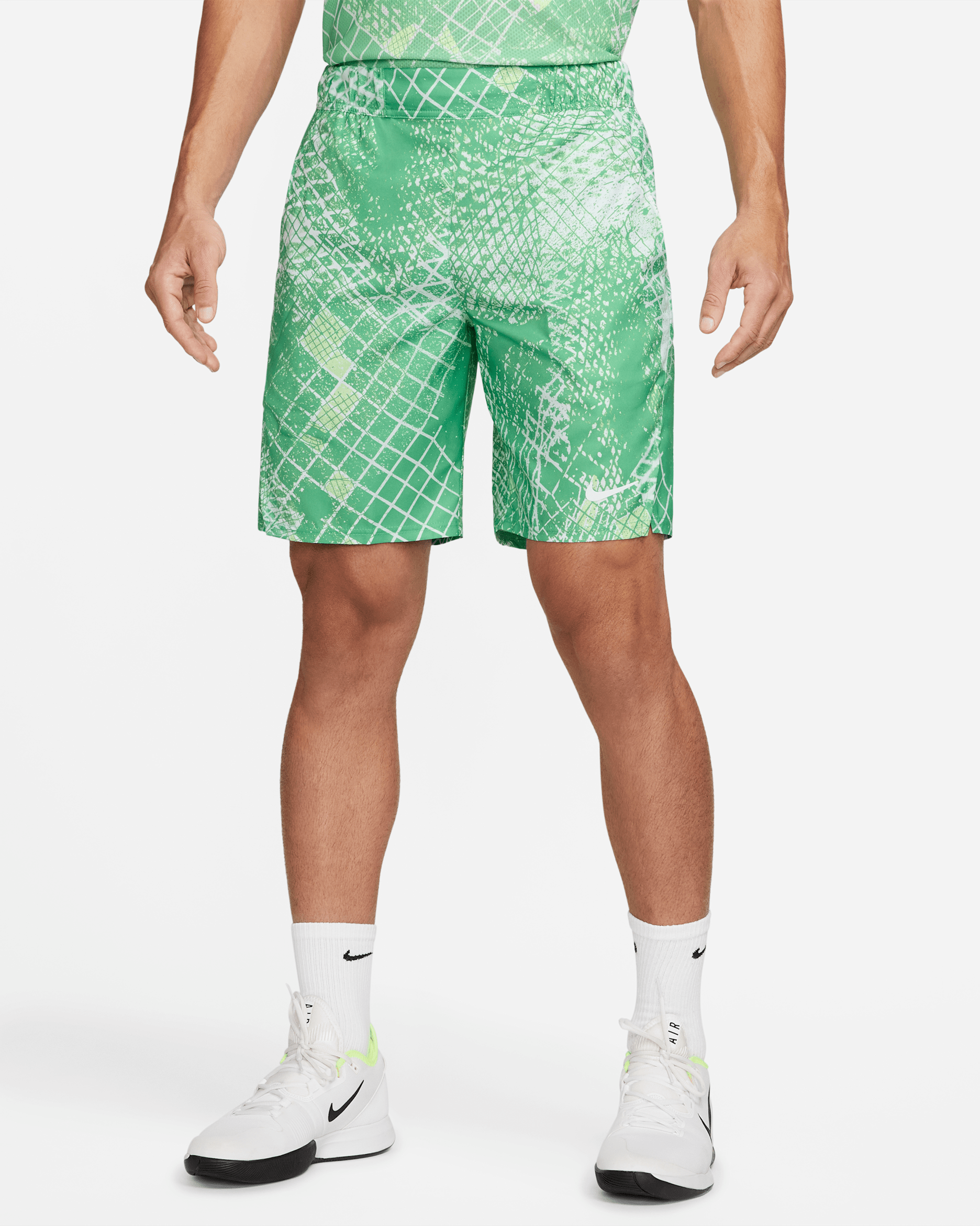 NikeCourt Dri-FIT Victory Men's 9" Printed Tennis Shorts - Spring Green/White