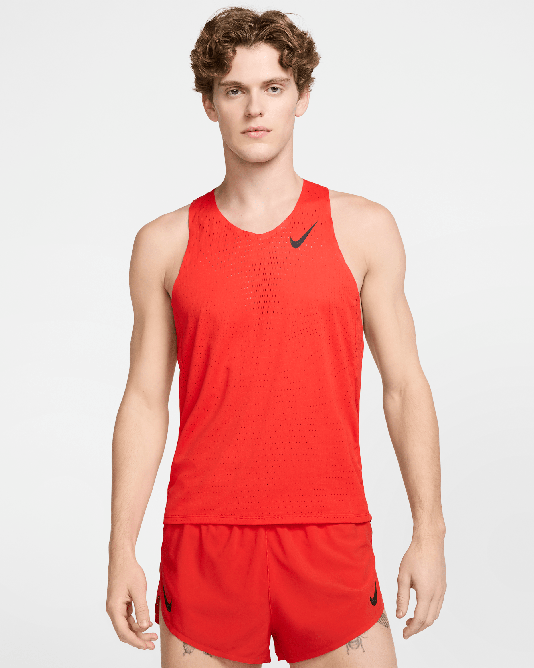 Nike AeroSwift Men's Dri-FIT ADV Running Singlet - Light Crimson/Black