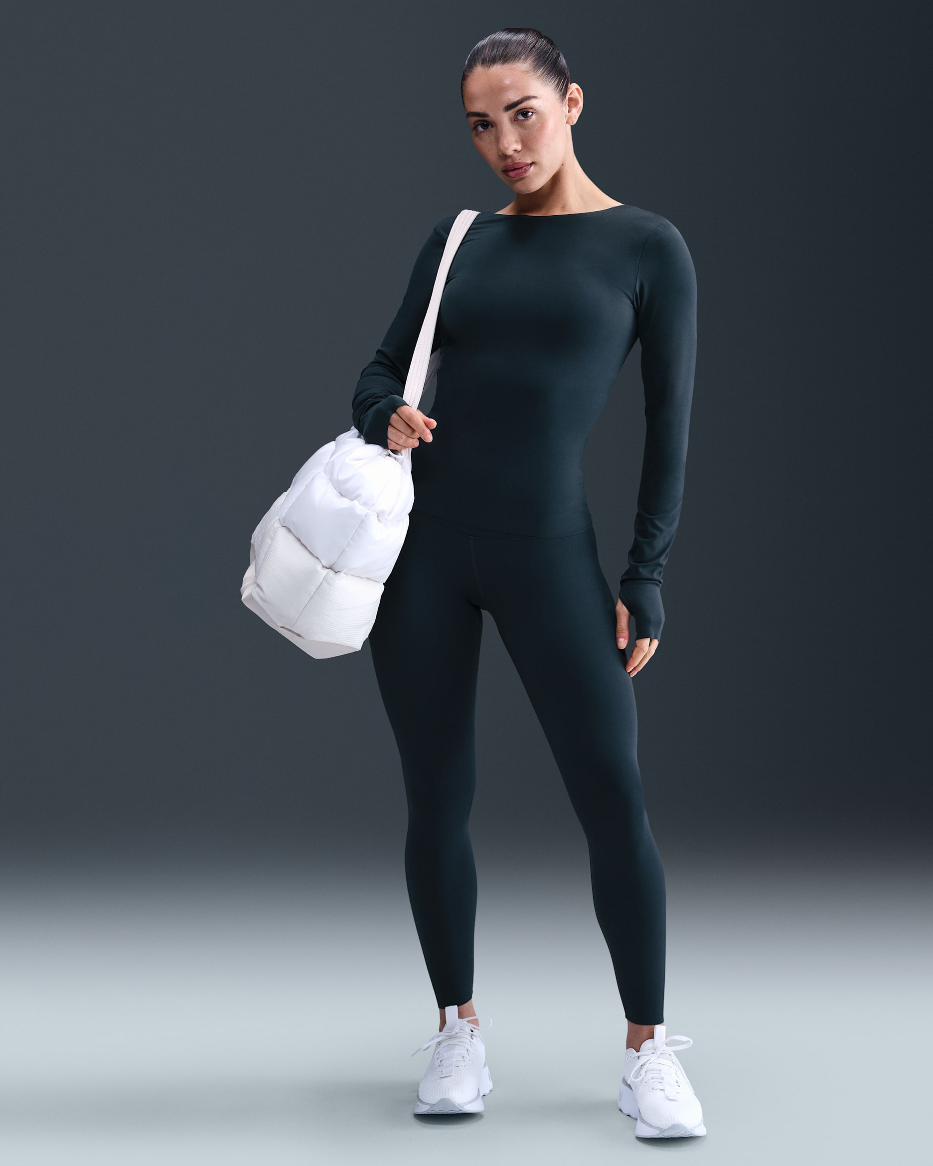 Leggings de tiro alto de 7/8 para mujer Nike Zenvy - Alga/Negro