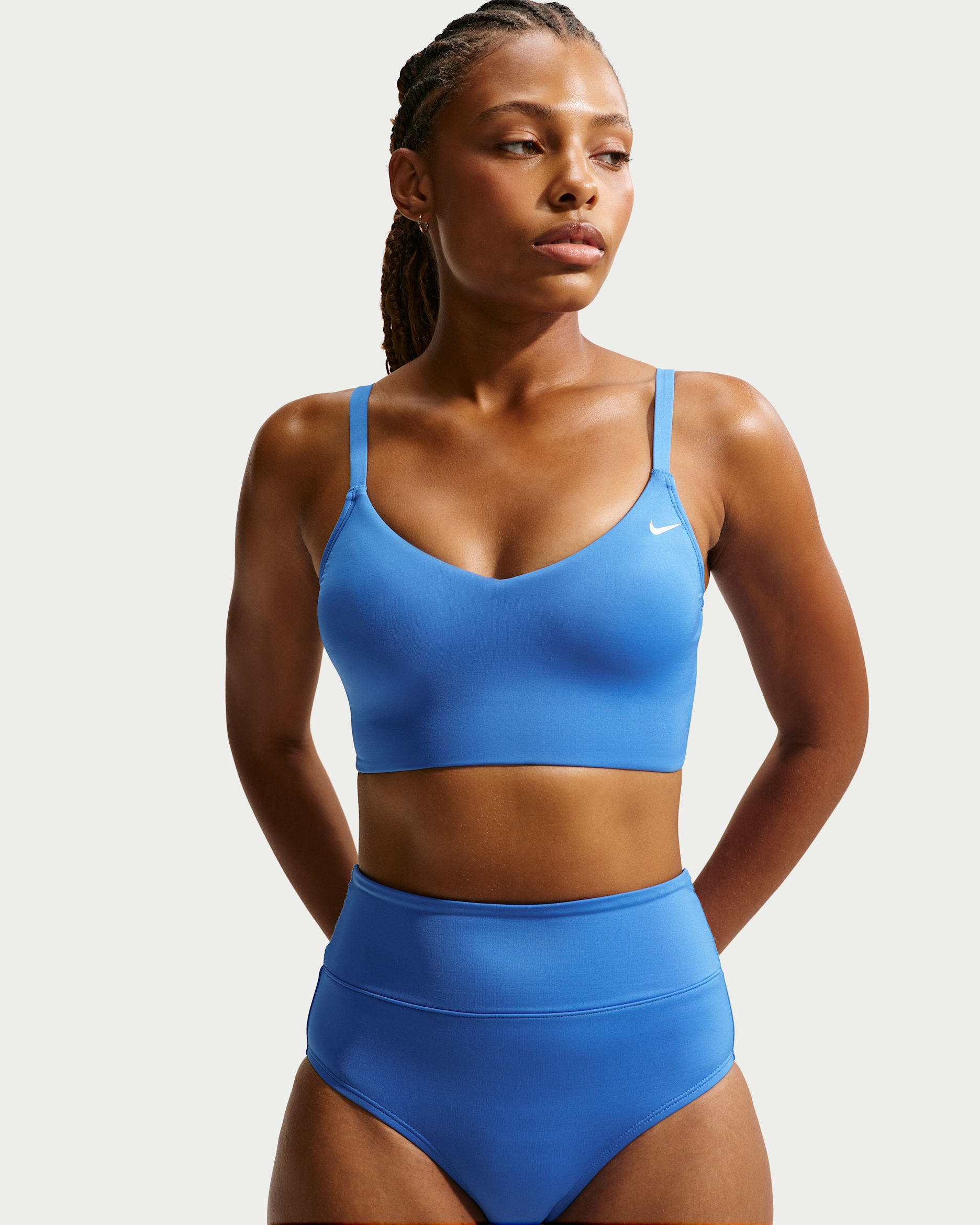 Midkini con cuello en V Nike Swim Essential para mujer - Azul cristal
