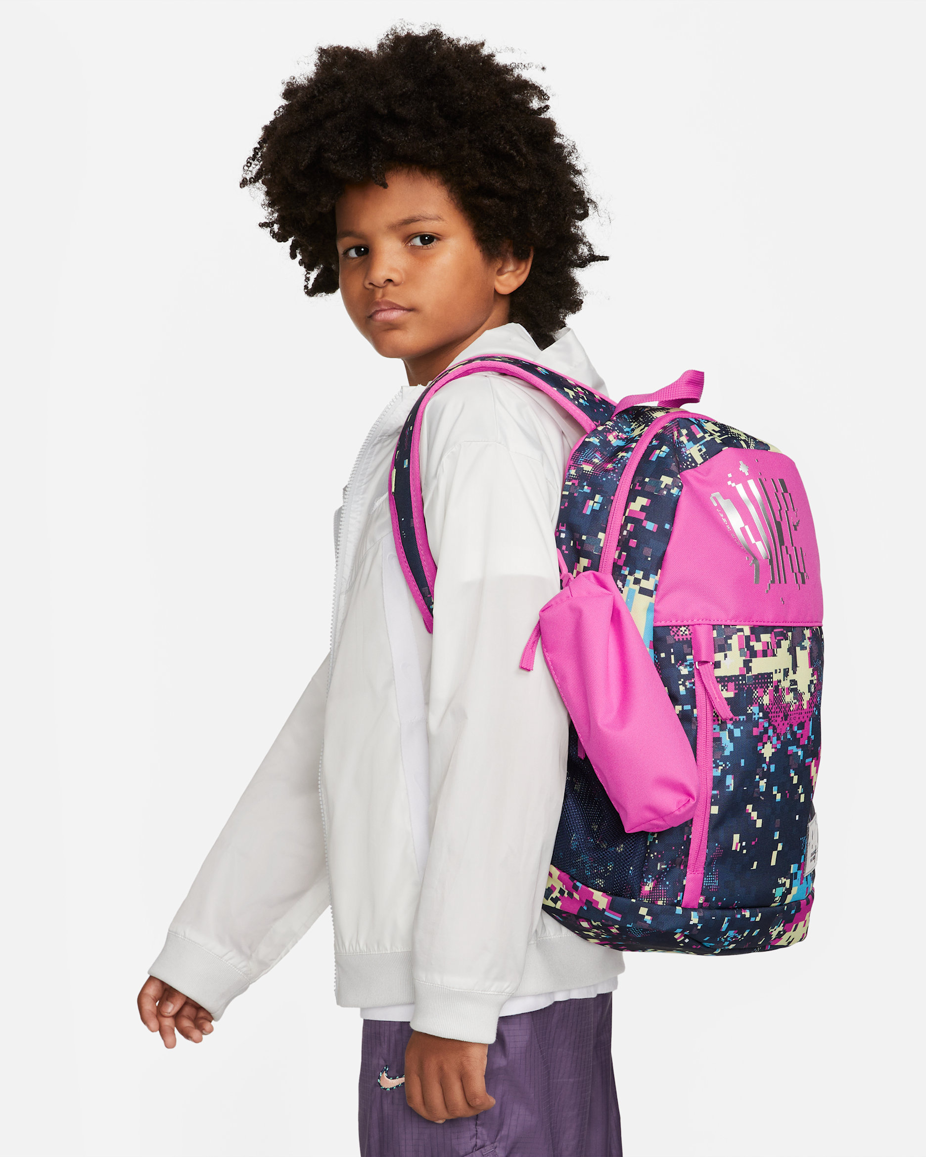 เป้สะพายหลังเด็กพิมพ์ลาย Nike Elemental (20 ล.) - Active Fuchsia/Active Fuchsia/Metallic Silver