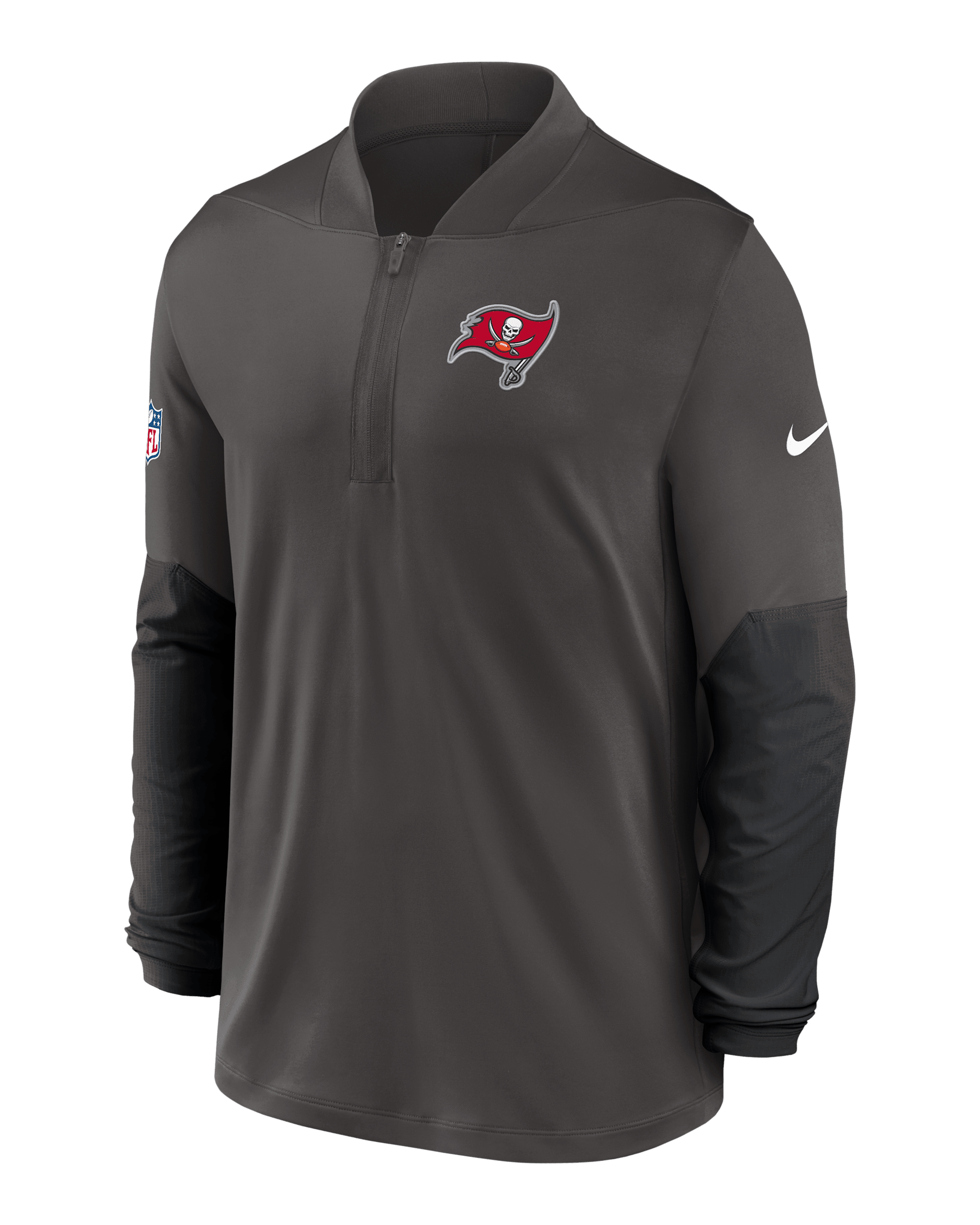 Tampa Bay Buccaneers Feel The Pressure Men's Nike Dri-FIT NFL 1/2-Zip Top - Pewter