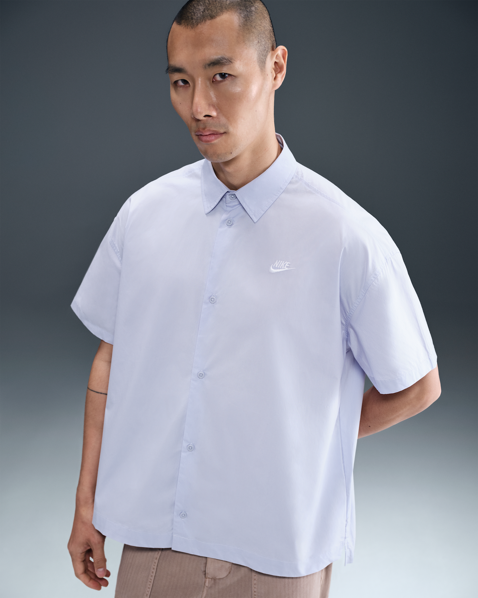 Nike Club Men's Short-Sleeve Button-Up Shirt - Ghost/White