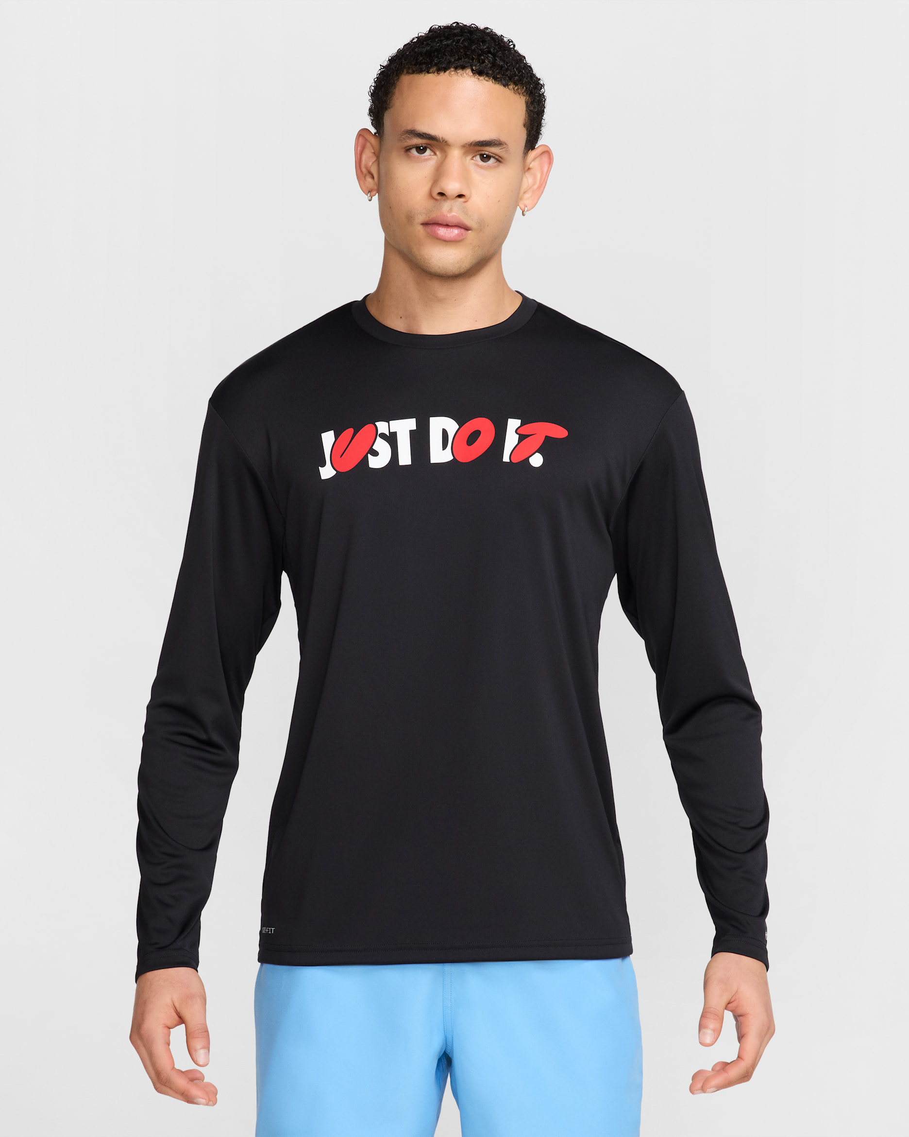 Playera de manga larga para hombre Nike Swim Hydroguard - Negro/Blanco/Rojo universitario/Blanco