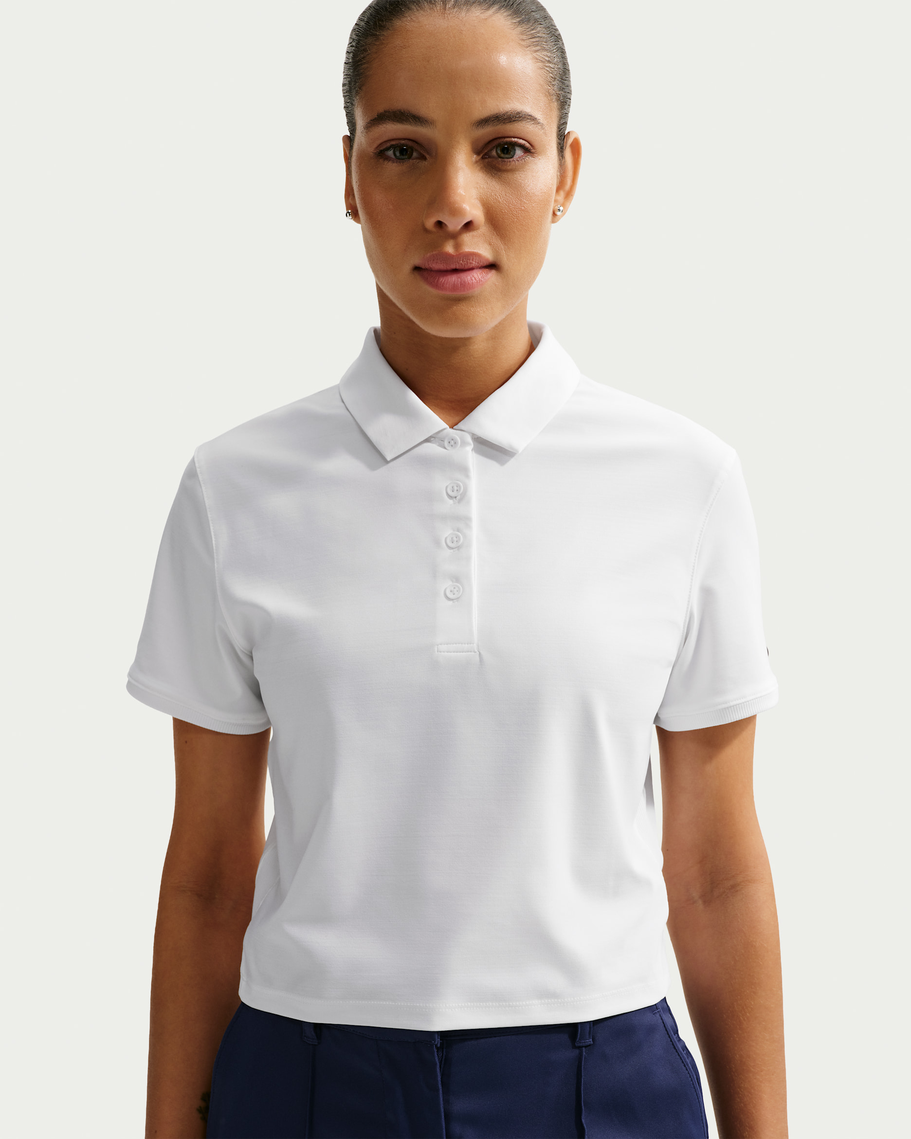 Nike Victory Women's Dri-FIT Short-Sleeve Cropped Golf Polo - White/Black