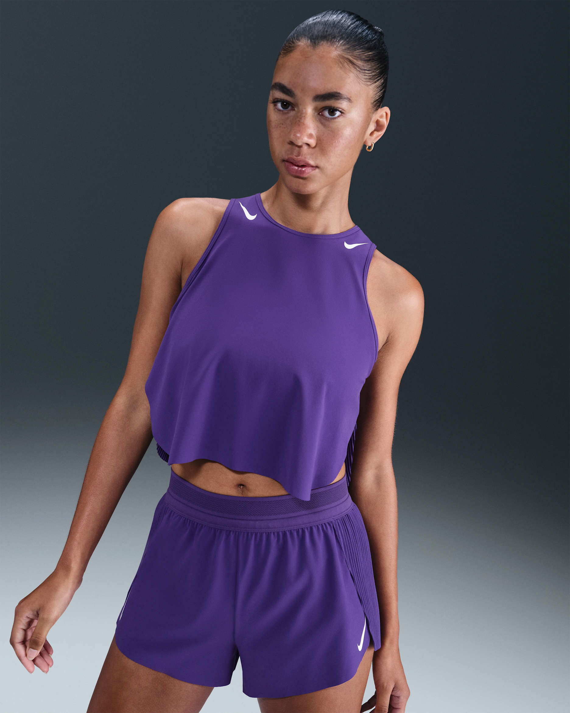 Nike AeroSwift Women's Dri-FIT ADV Cropped Running Tank Top - Court Purple/White