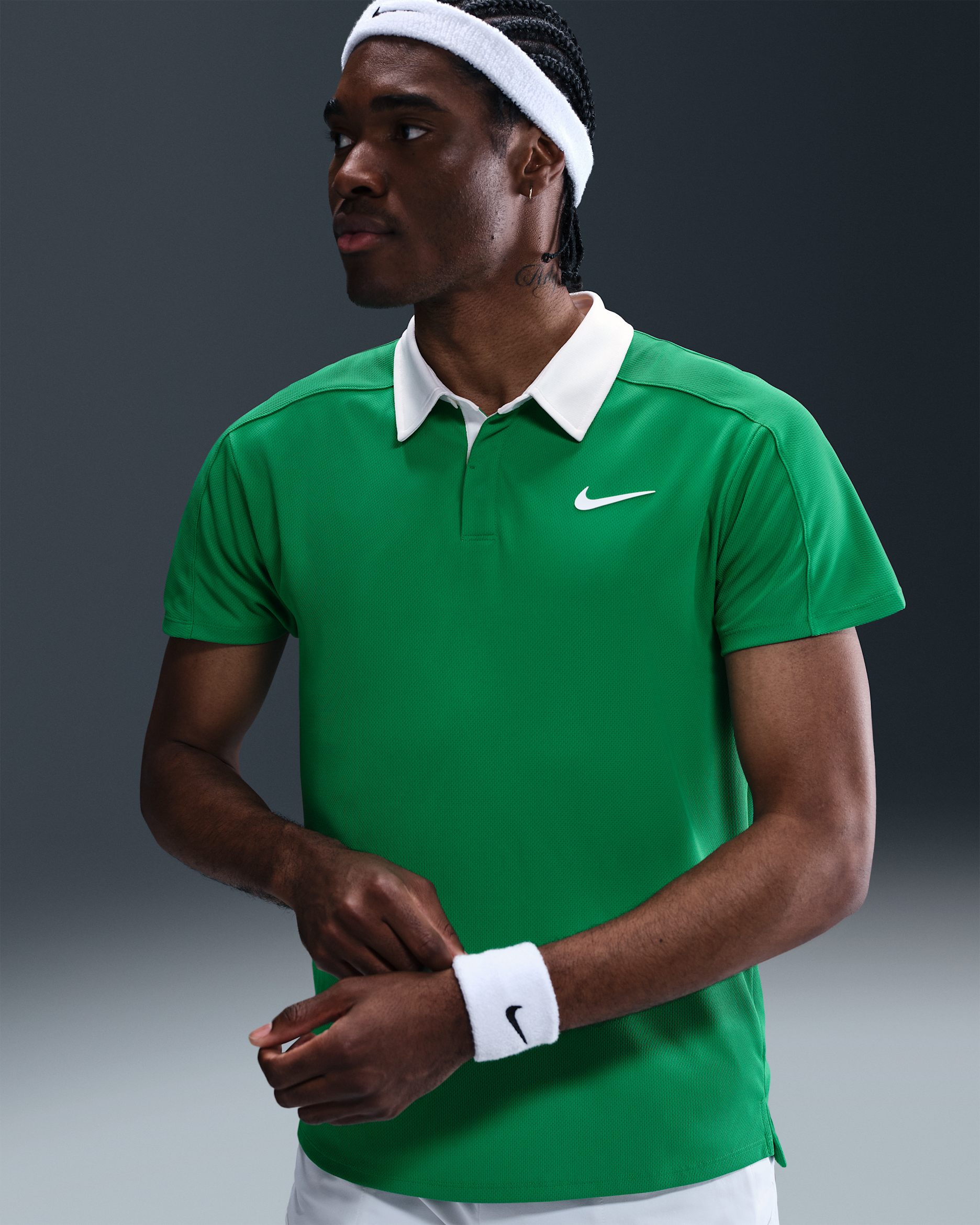 NikeCourt Slam Men's Dri-FIT ADV Tennis Polo - Stadium Green/White