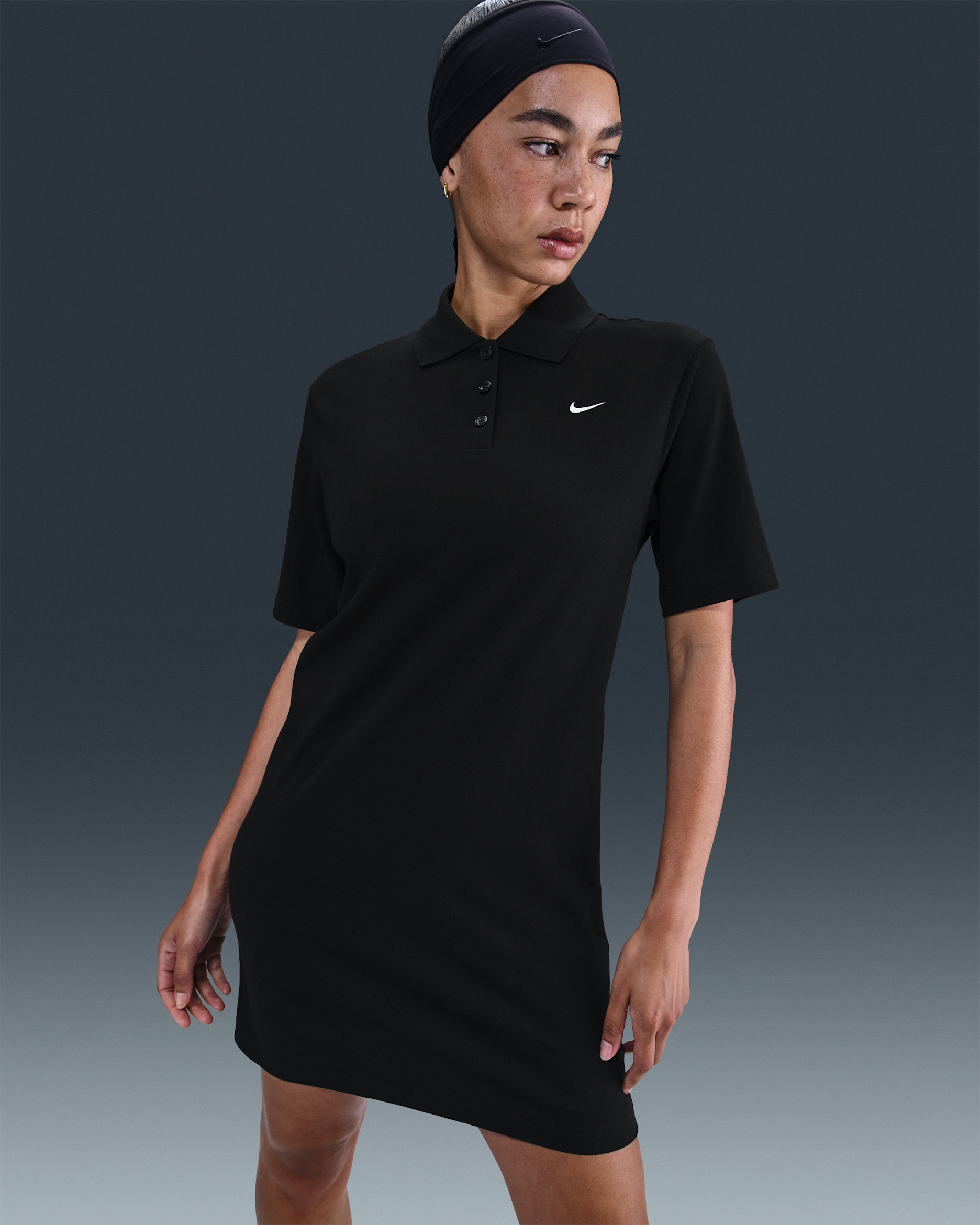 Nike Sportswear Essential Women's Short-Sleeve Polo Dress - Black/Sail