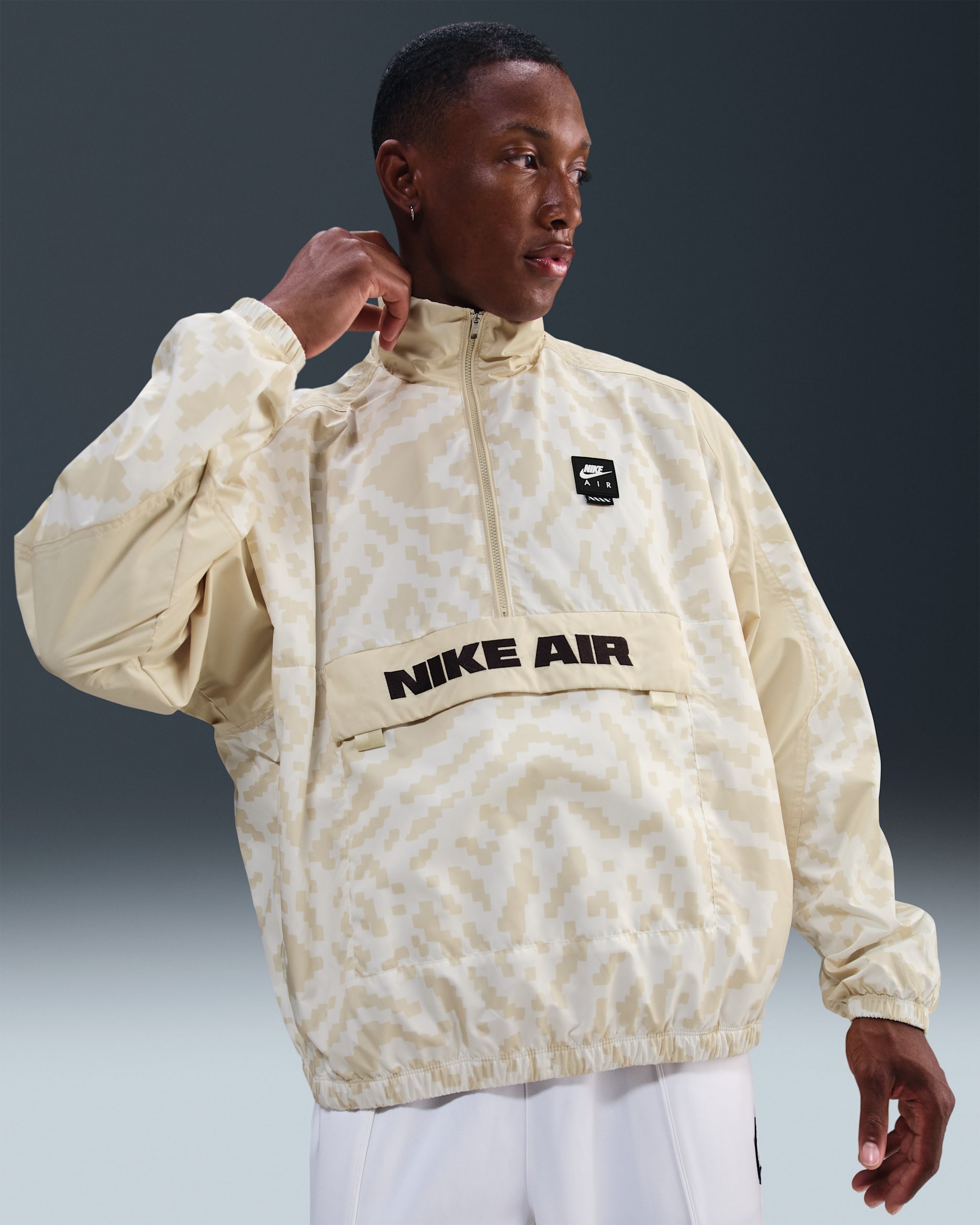 Nike Air Men's Half-Zip Jacket - Sail/Light Khaki/Black