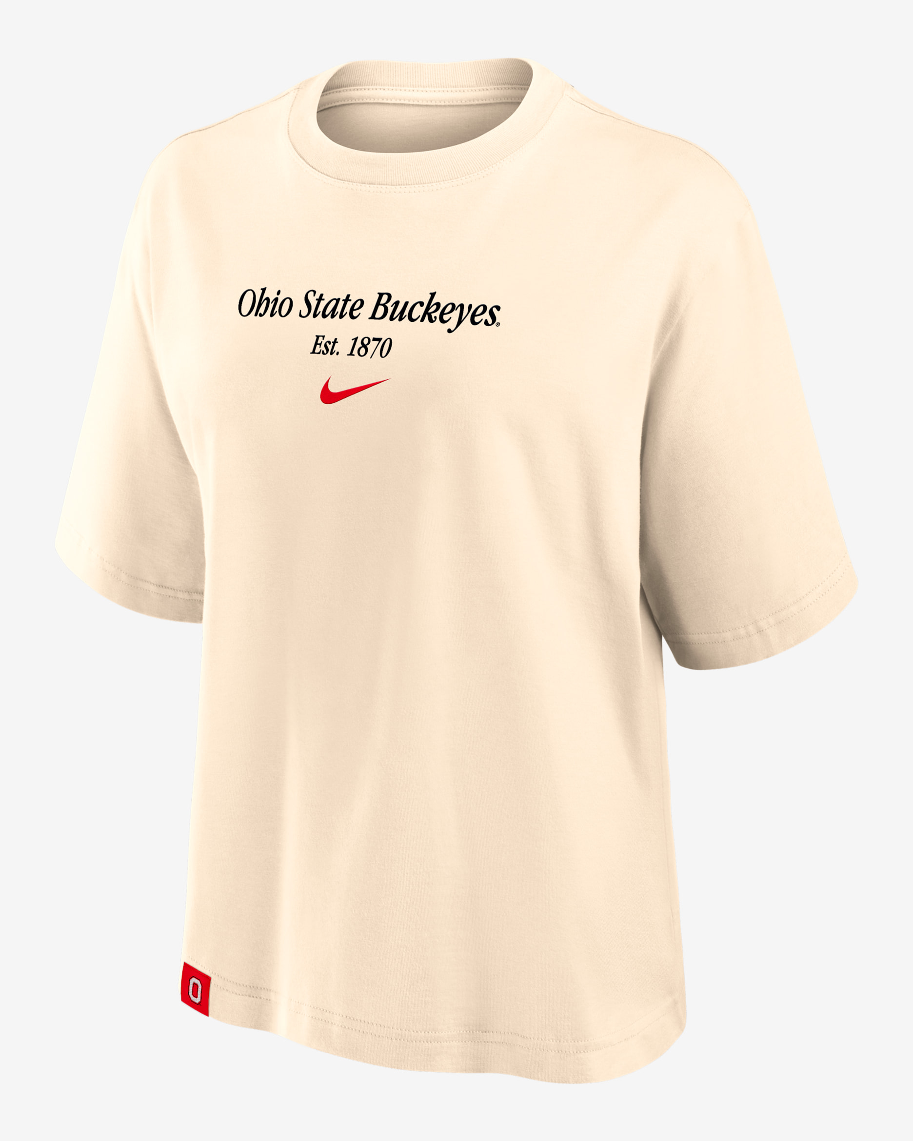 Ohio State Established Tag Boxy Women's Nike College T-Shirt - Tan/Beige