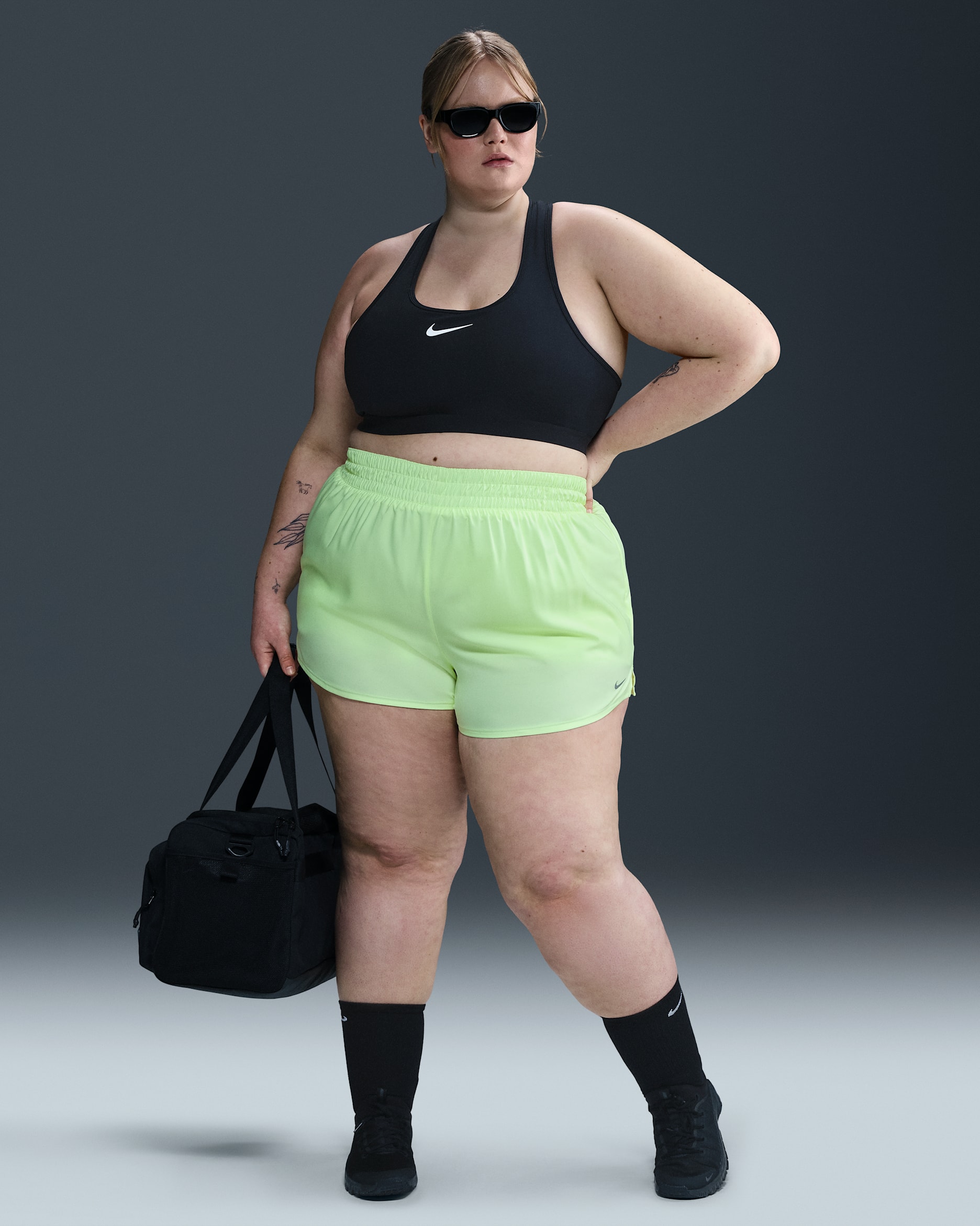 Nike Dri-FIT One Women's High-Waisted 3" 2-in-1 Shorts (Plus Size) - Barely Volt