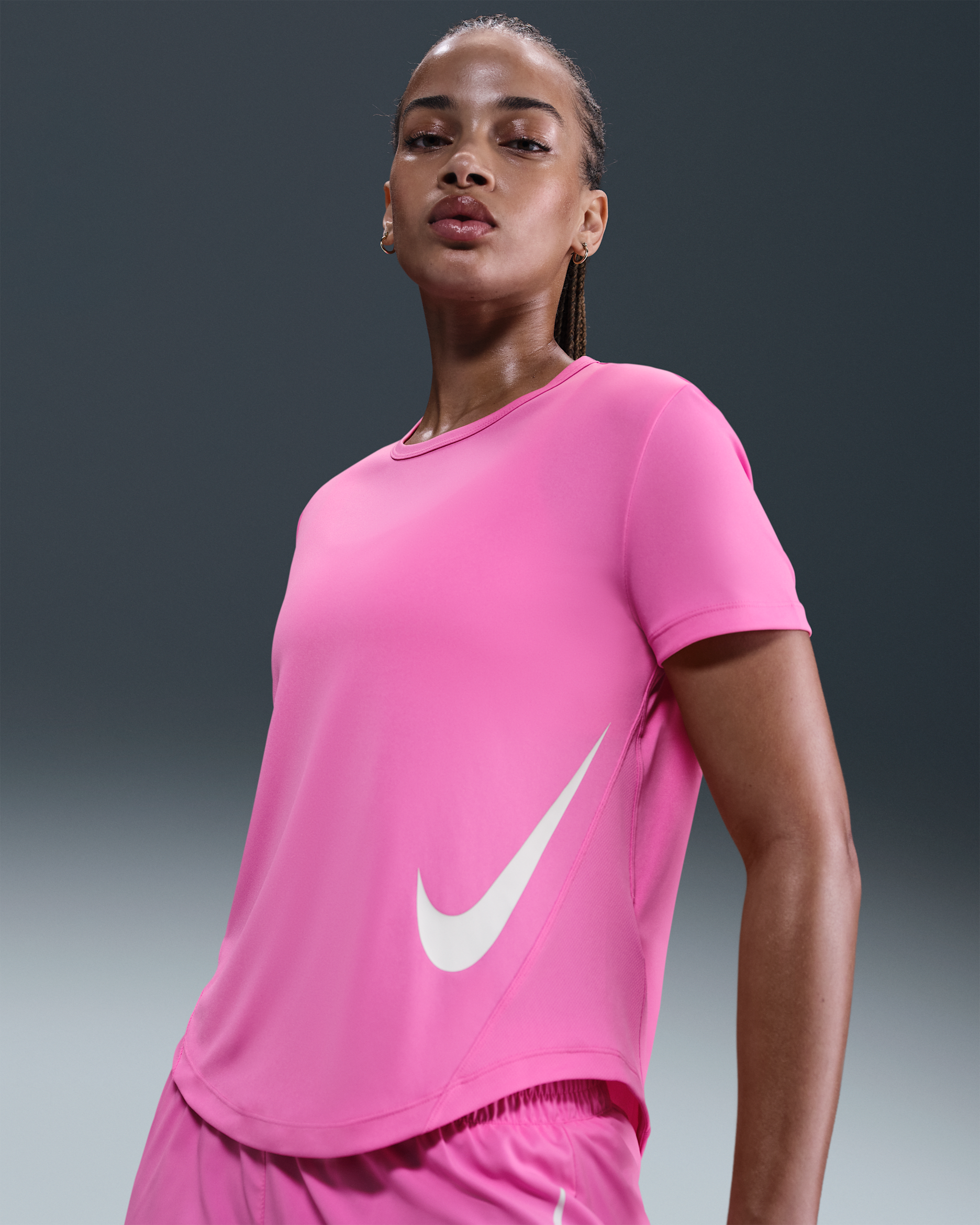 Nike Tempo Swoosh Run Women's Dri-FIT Short-Sleeve Running Top - Playful Pink/White