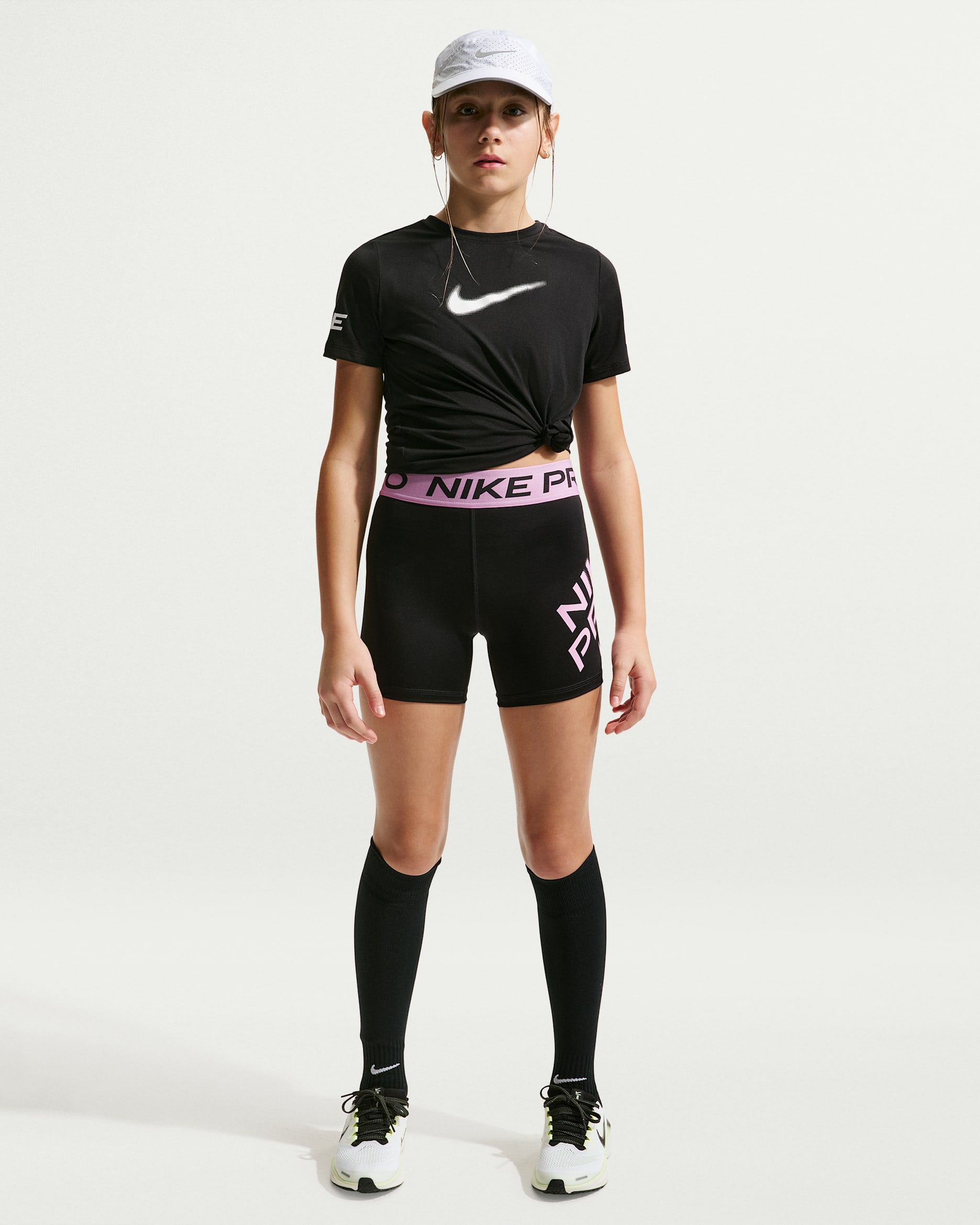 Shorts Dri-FIT de 8 cm para niños talla grande Nike Pro - Negro/Magenta claro/Magenta claro