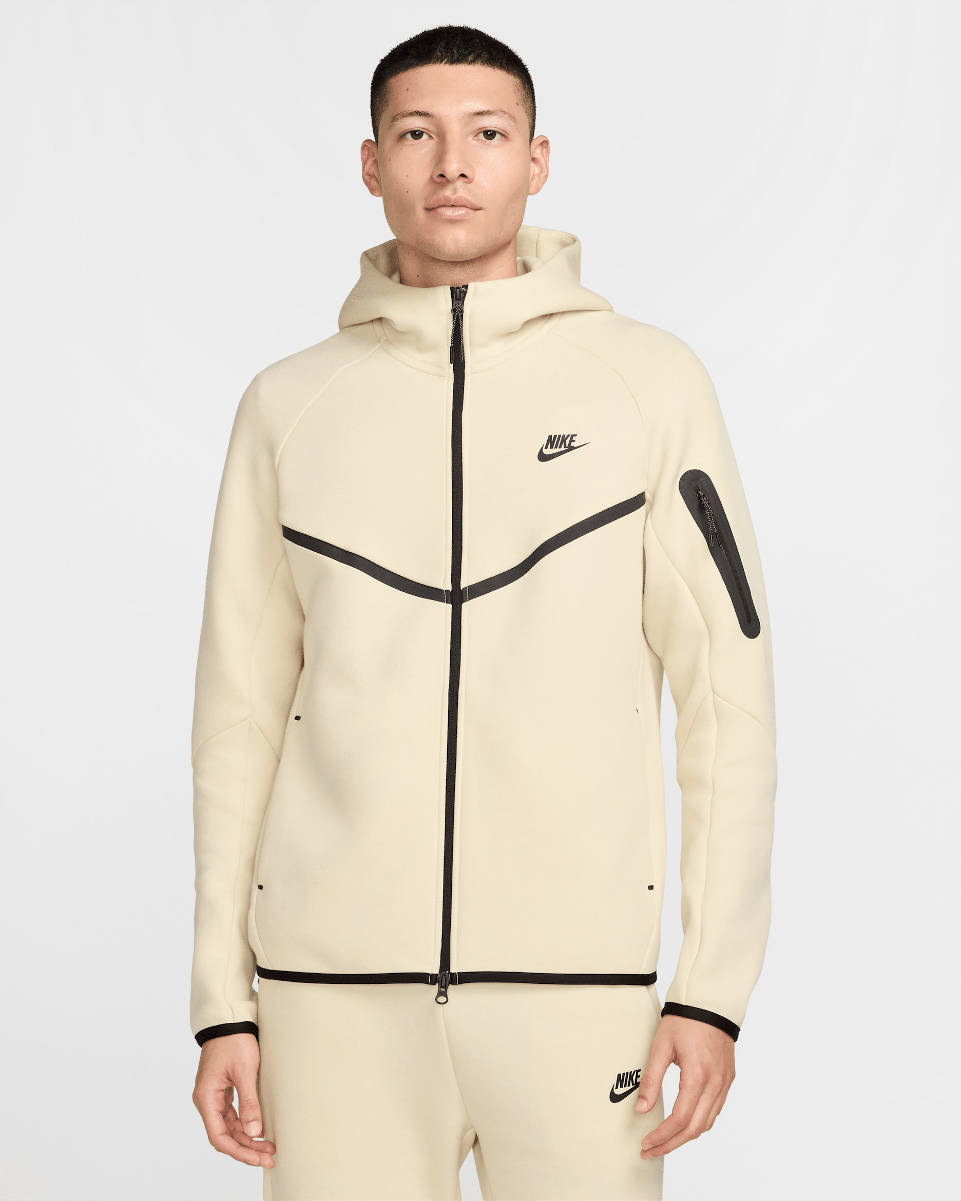 Nike Tech Men's Fleece Windrunner Full-Zip Jacket - Light Khaki/Black
