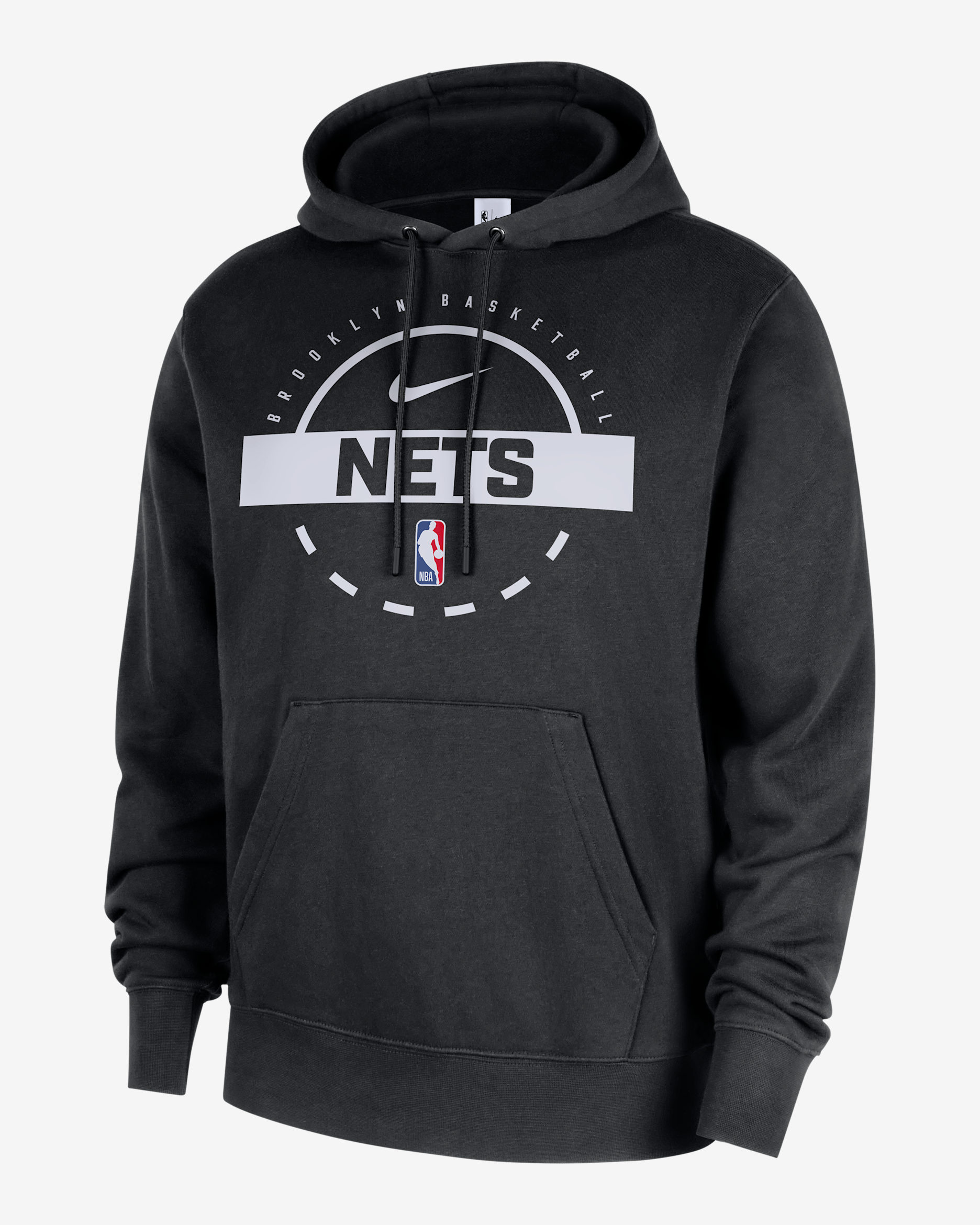 Brooklyn Nets Club Men's Nike NBA Practice Pullover Hoodie - Black/White