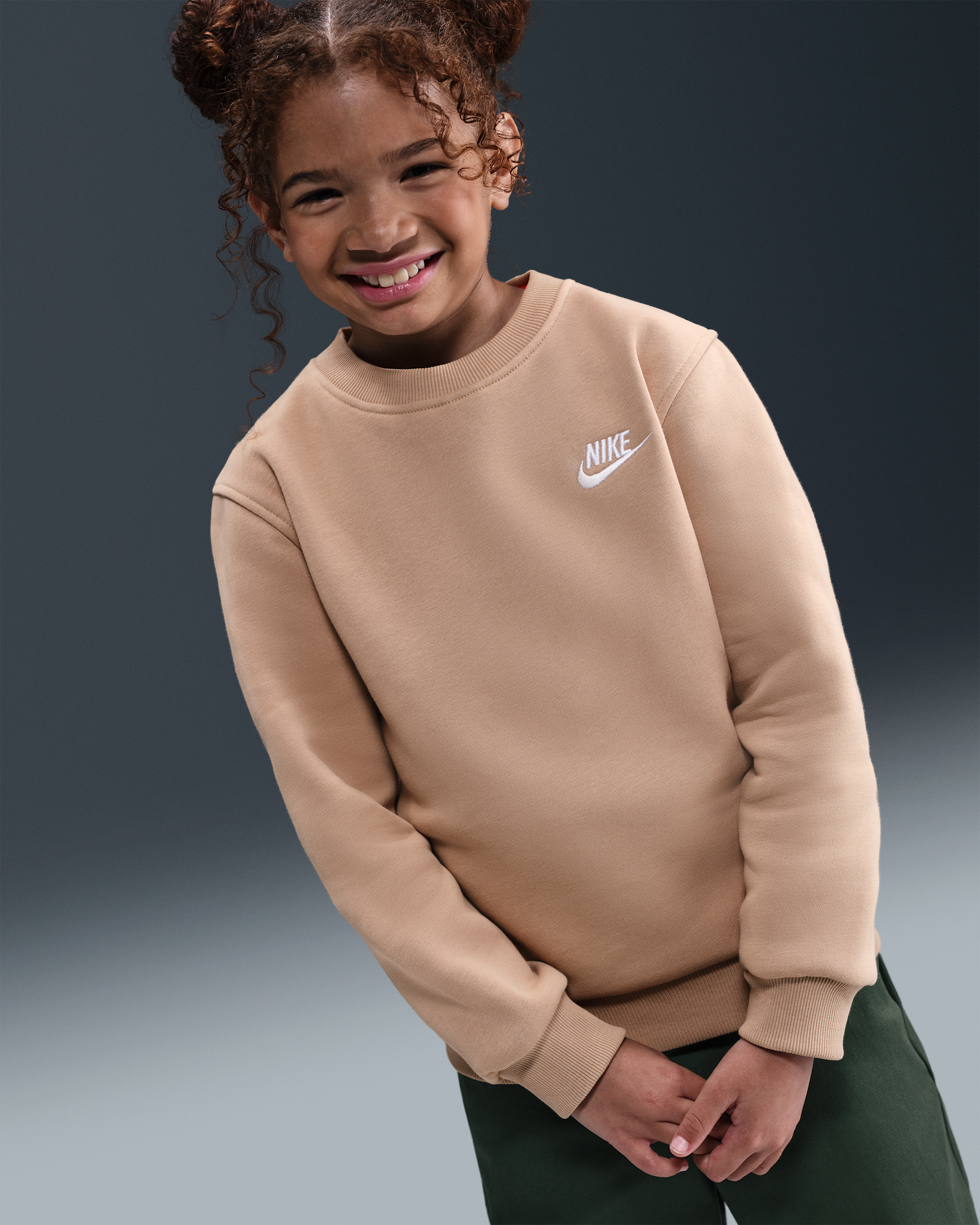 Sweat Nike Sportswear Club Fleece pour ado - Hemp/Blanc