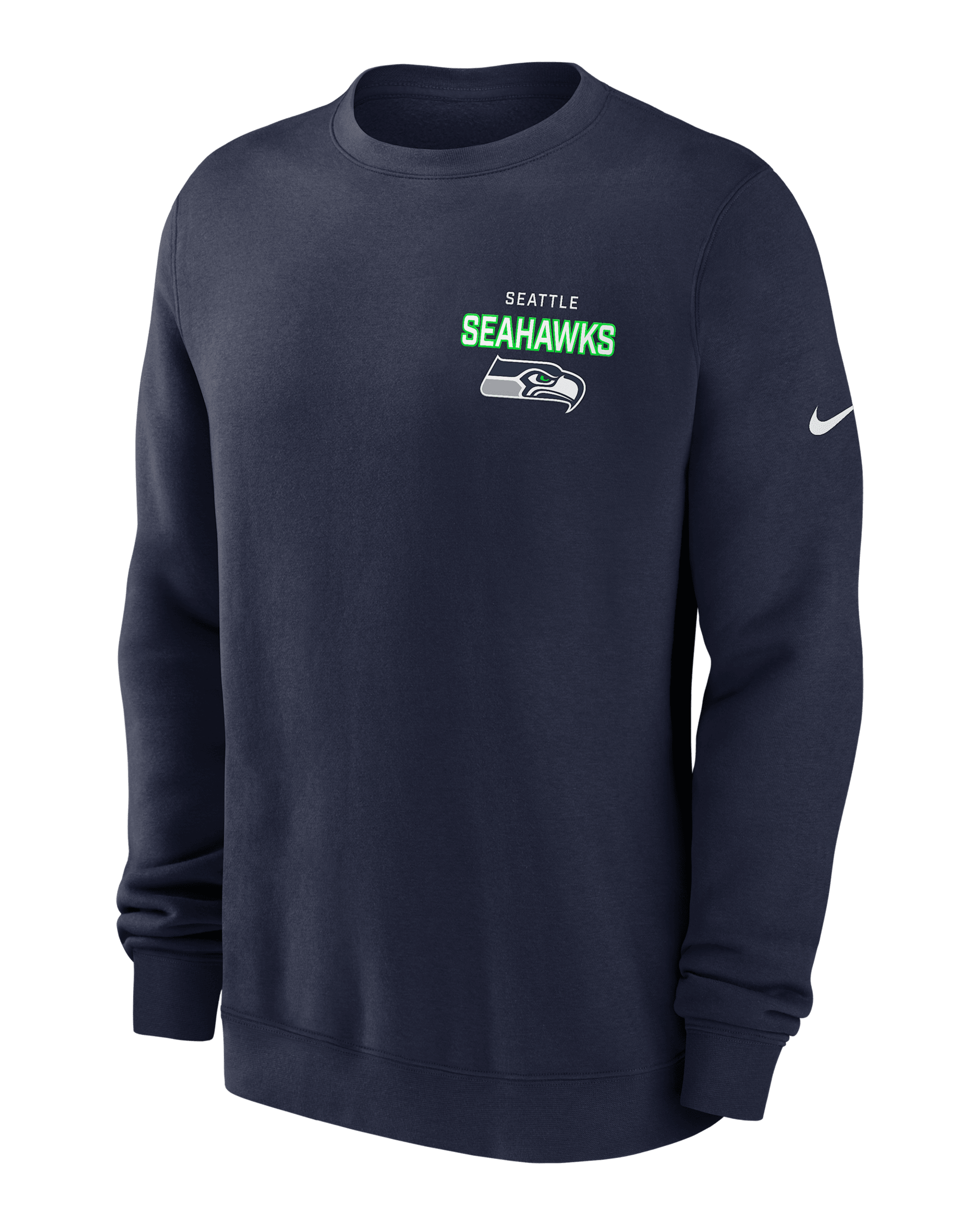 Seattle Seahawks Draw Block Club Men's Nike NFL Pullover Crew - Navy